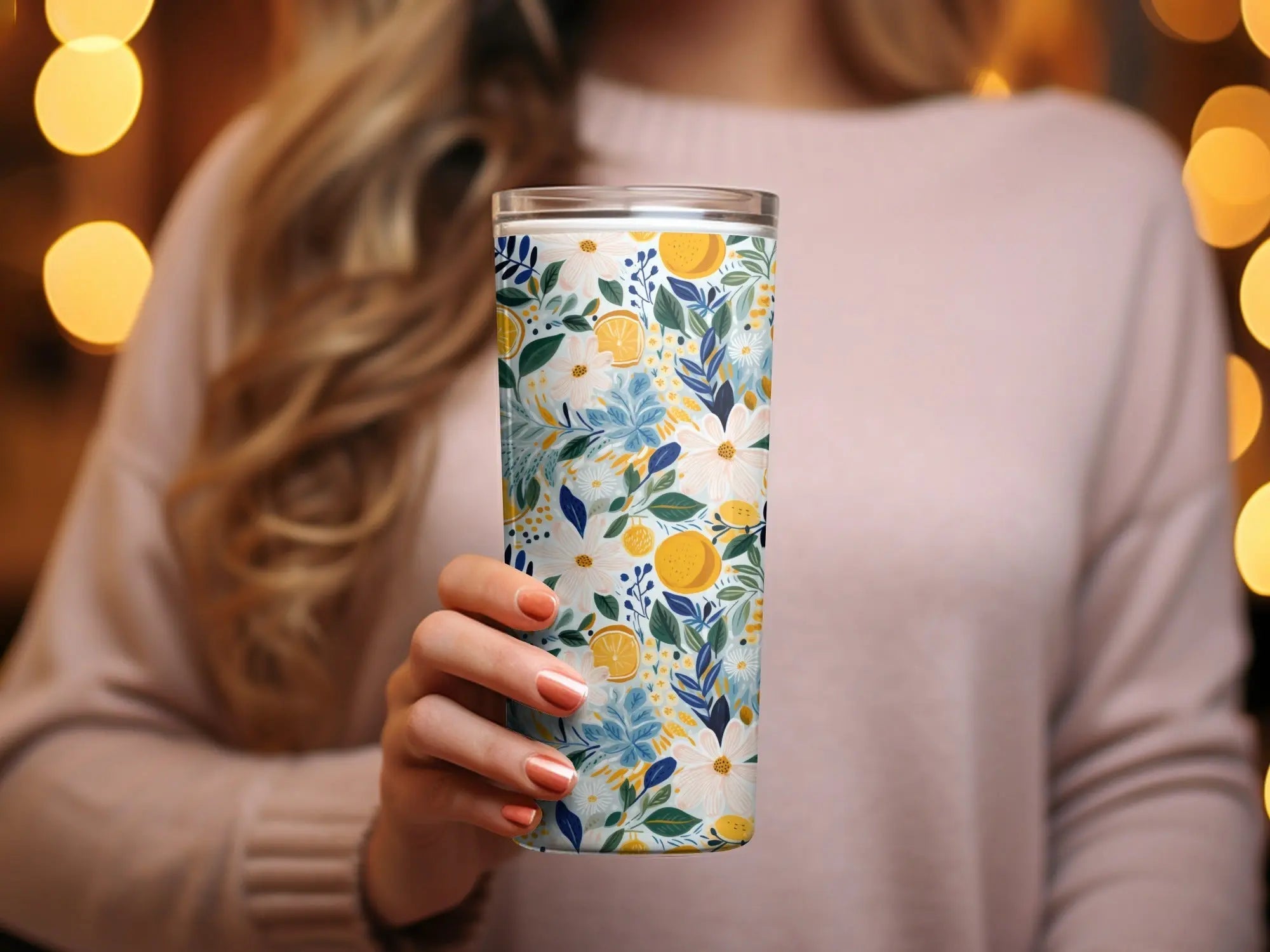 Ditsy Floral Citrus Seamless Pattern Digital Download, Flower Repeat Pattern, Botanical Print, Summer Fabric Design, Surface Pattern Design - Moore and Mountain