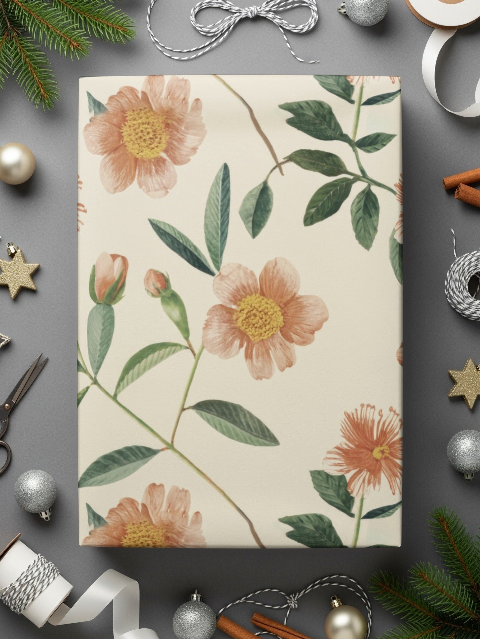 Ditsy Floral Digital Paper, Peach Flower Pattern, Seamless Pattern Design, Repeat Pattern Download, Botanical Print, Surface Pattern Digital - Moore and Mountain