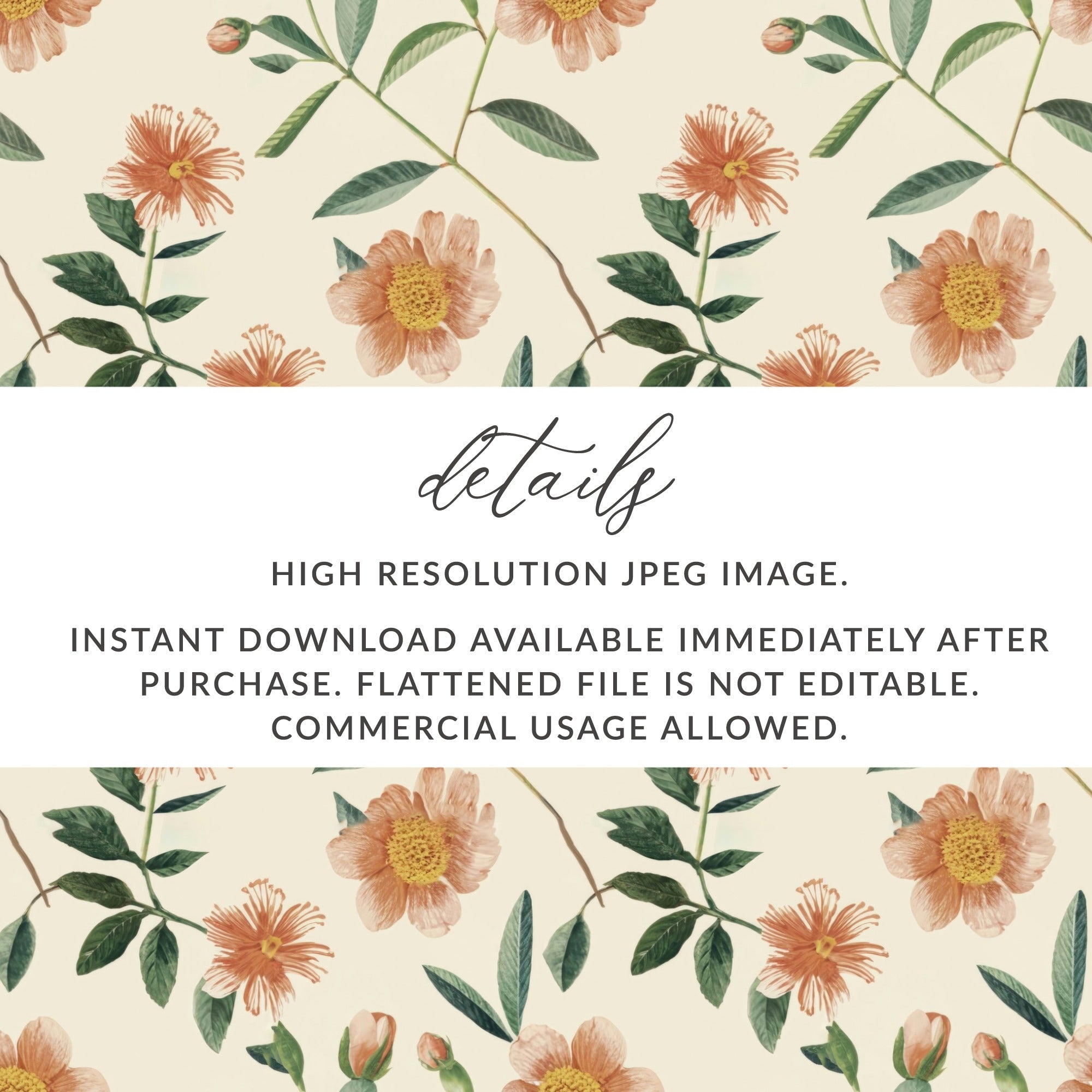 Ditsy Floral Digital Paper, Peach Flower Pattern, Seamless Pattern Design, Repeat Pattern Download, Botanical Print, Surface Pattern Digital - Moore and Mountain