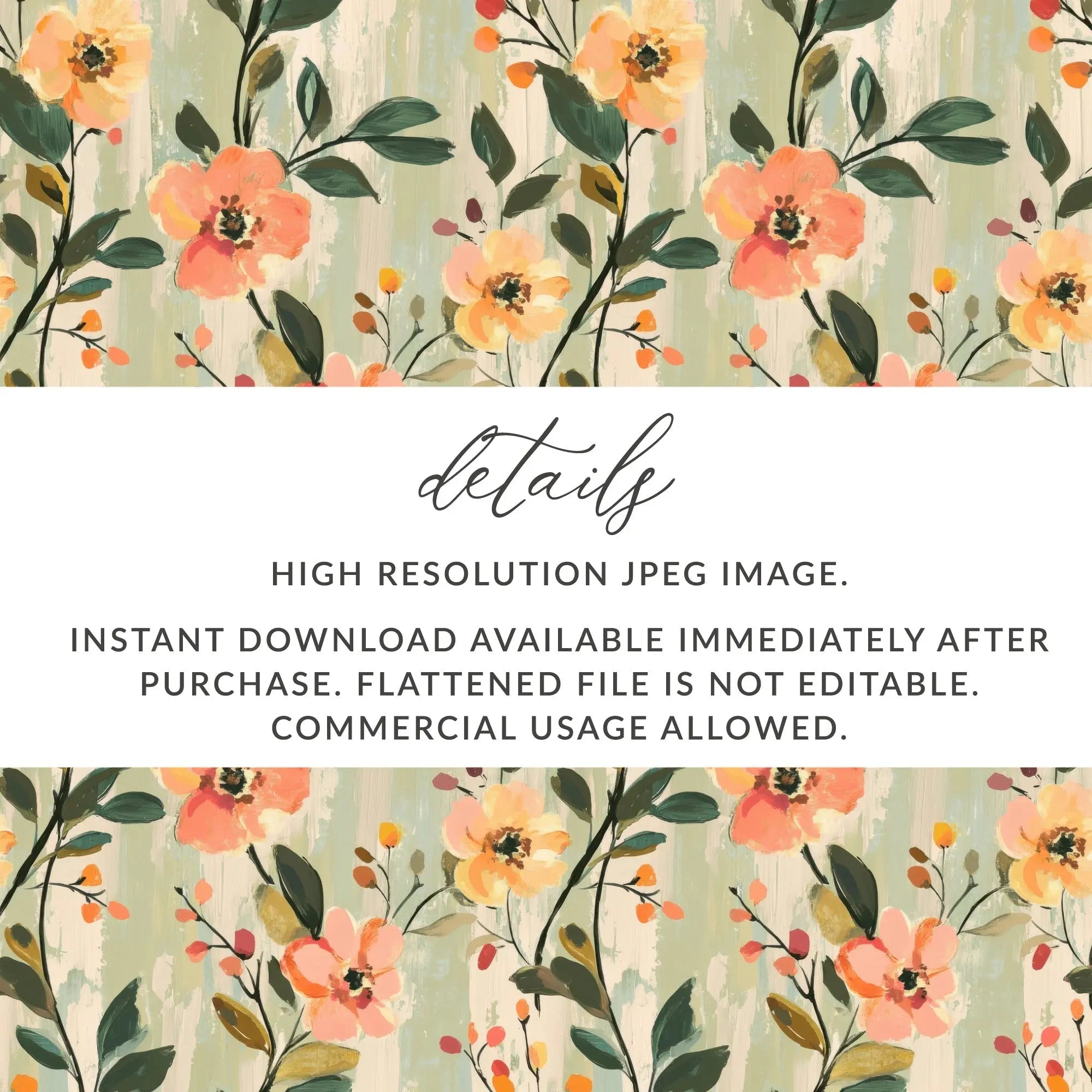 Ditsy Floral Digital Paper, Seamless Flower Pattern, Botanical Design, Scrapbook Paper, Fabric Design, Printable Pattern, Digital Download - Moore and Mountain