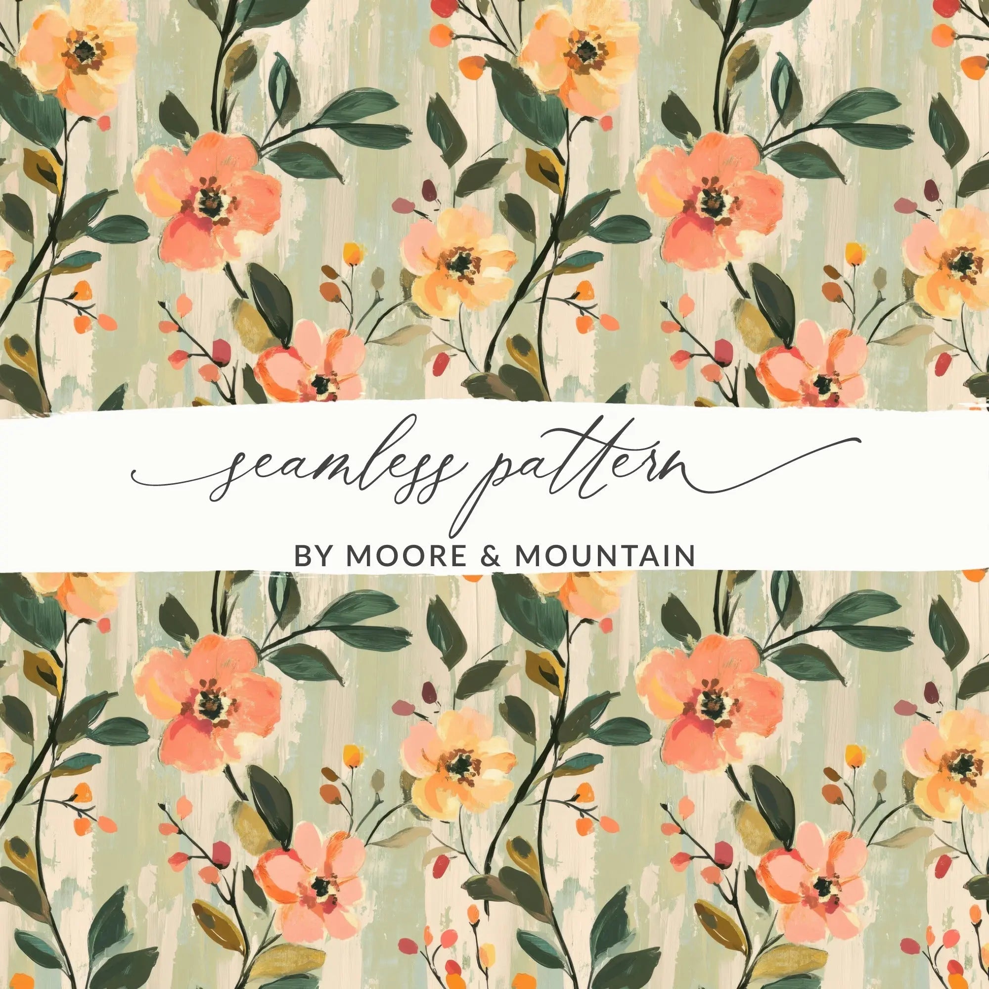 Ditsy Floral Digital Paper, Seamless Flower Pattern, Botanical Design, Scrapbook Paper, Fabric Design, Printable Pattern, Digital Download - Moore and Mountain