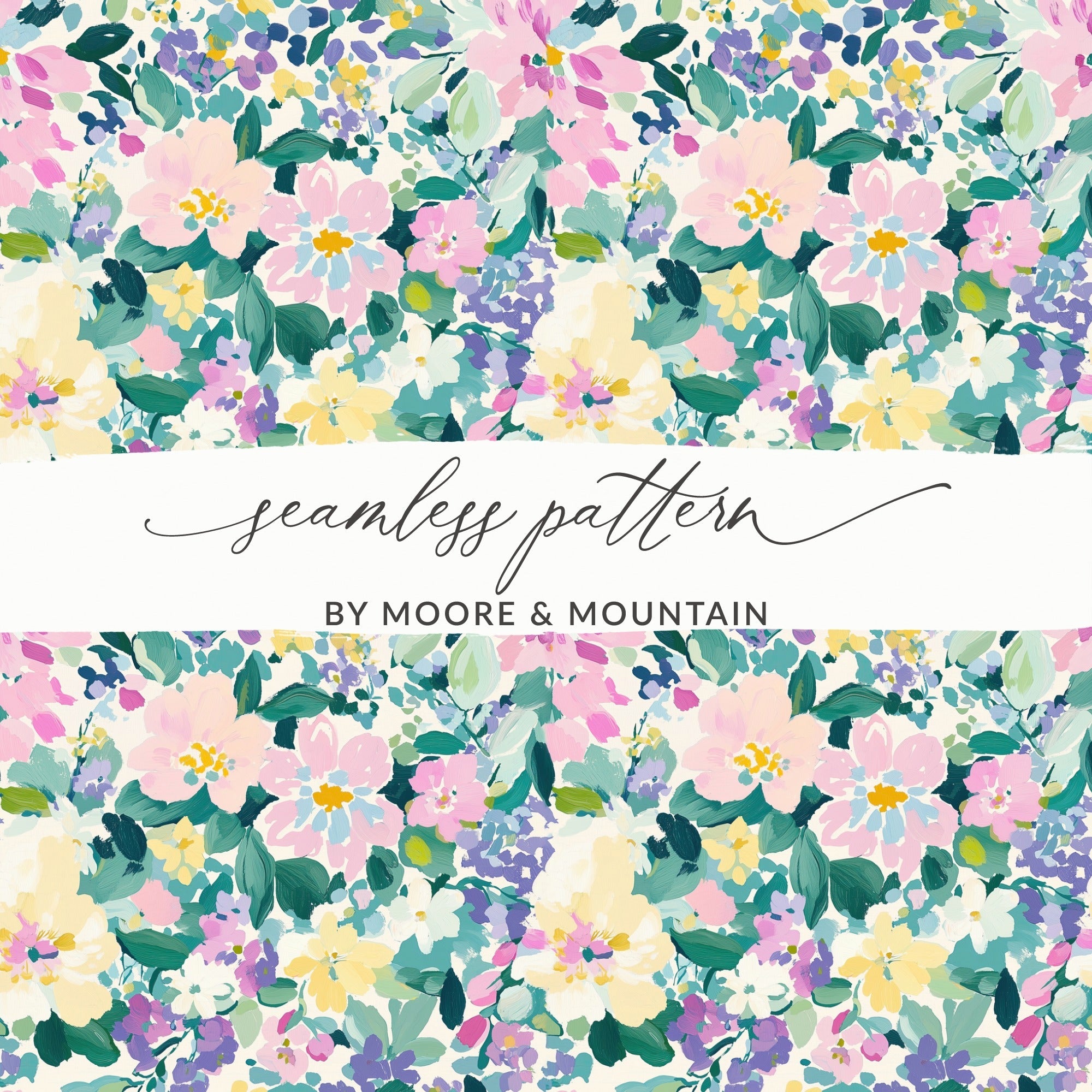 Ditsy Floral Digital Paper, Seamless Flower Pattern, Watercolor Blossom, Fabric Design, Pastel Flower Print, Modern Abstract Floral - Moore and Mountain