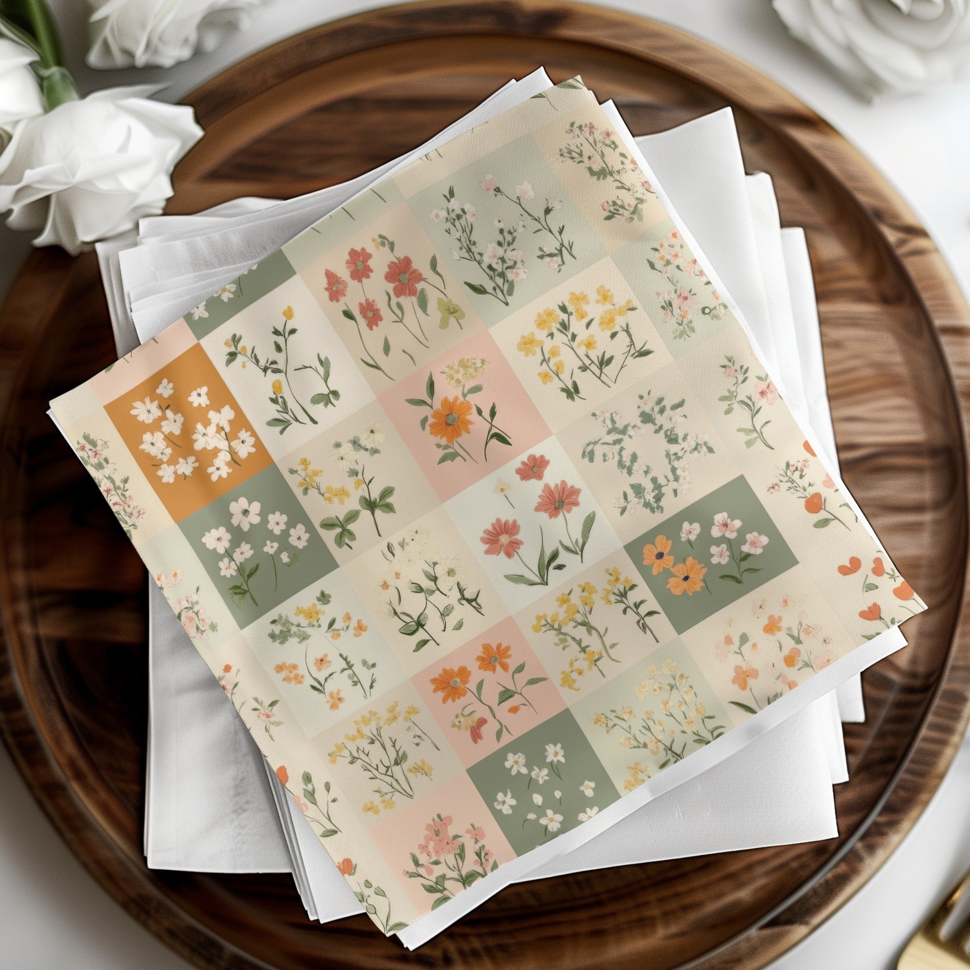 Ditsy Floral Digital Paper, Seamless Patchwork Flower Pattern, Botanical Print, Scrapbook Paper, Fabric Design, 12x12 JPEG, Digital Download - Moore and Mountain