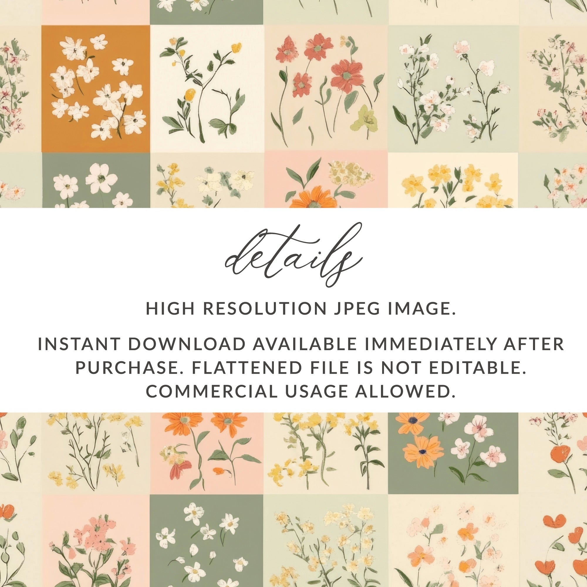 Ditsy Floral Digital Paper, Seamless Patchwork Flower Pattern, Botanical Print, Scrapbook Paper, Fabric Design, 12x12 JPEG, Digital Download - Moore and Mountain