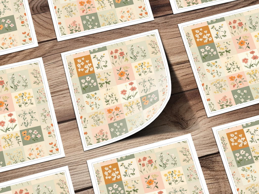 Ditsy Floral Digital Paper, Seamless Patchwork Flower Pattern, Botanical Print, Scrapbook Paper, Fabric Design, 12x12 JPEG, Digital Download - Moore and Mountain