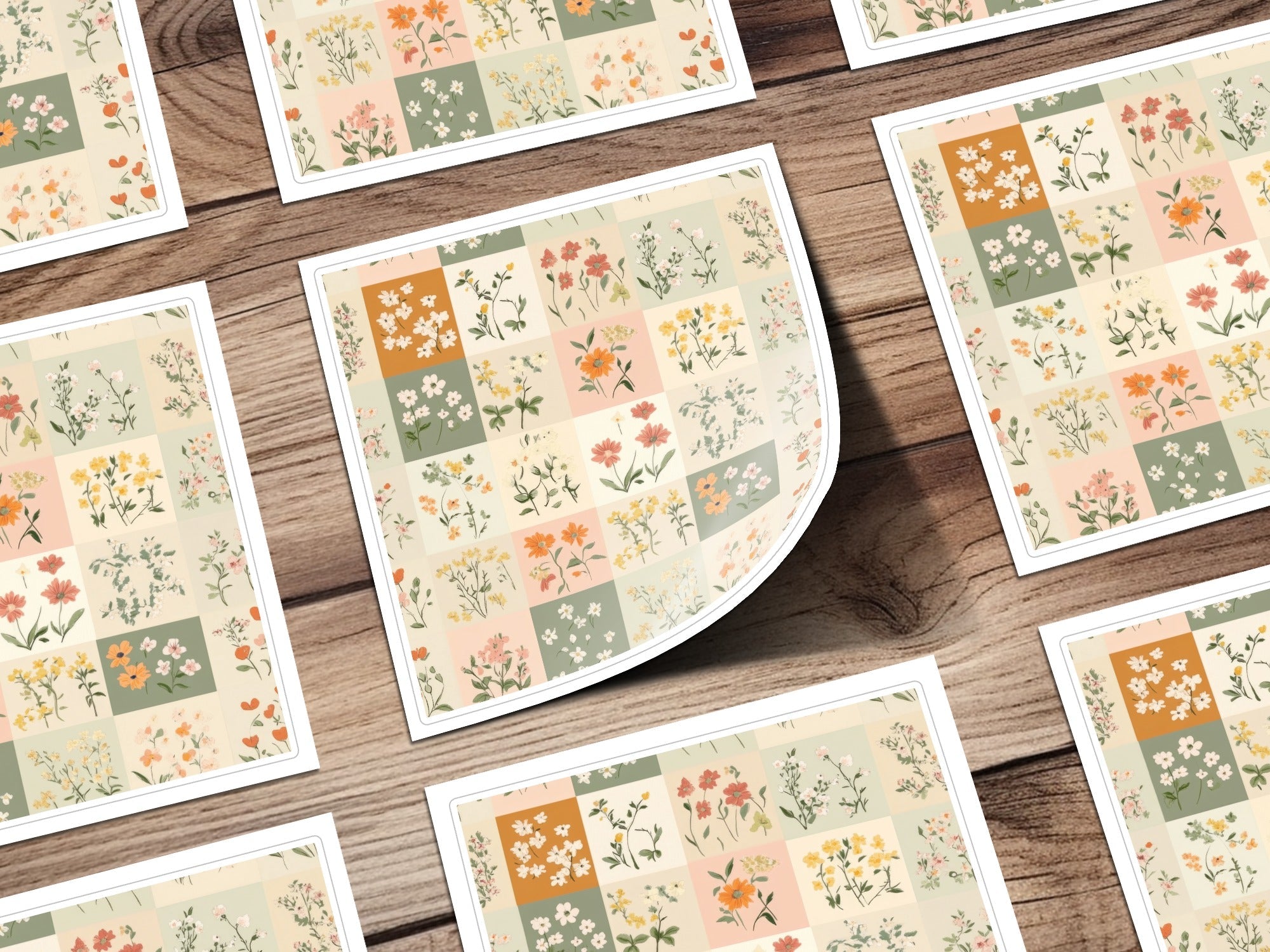 Ditsy Floral Digital Paper, Seamless Patchwork Flower Pattern, Botanical Print, Scrapbook Paper, Fabric Design, 12x12 JPEG, Digital Download - Moore and Mountain