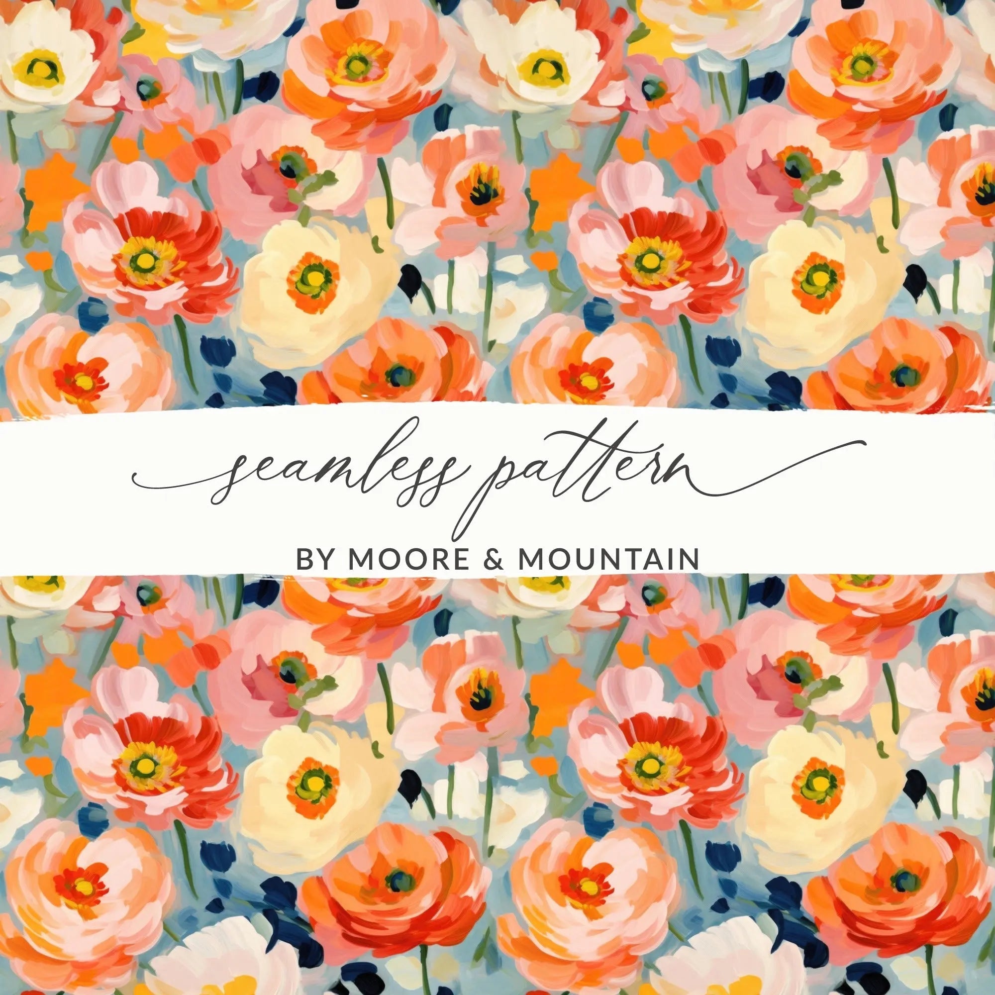 Ditsy Floral Digital Paper, Seamless Poppy Pattern, Flower Digital Download, Floral Print, Scrapbook Paper, Fabric Design, Commercial Use - Moore and Mountain