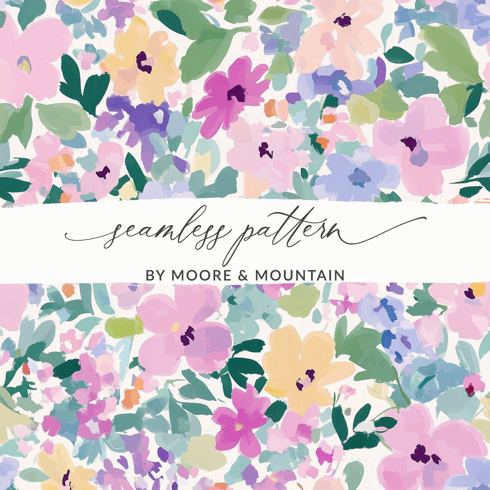 Ditsy Floral Purple Pastel Floral Garden Abstract Art Print - Digital Download - Artistic Pattern Wall Decor - Moore and Mountain