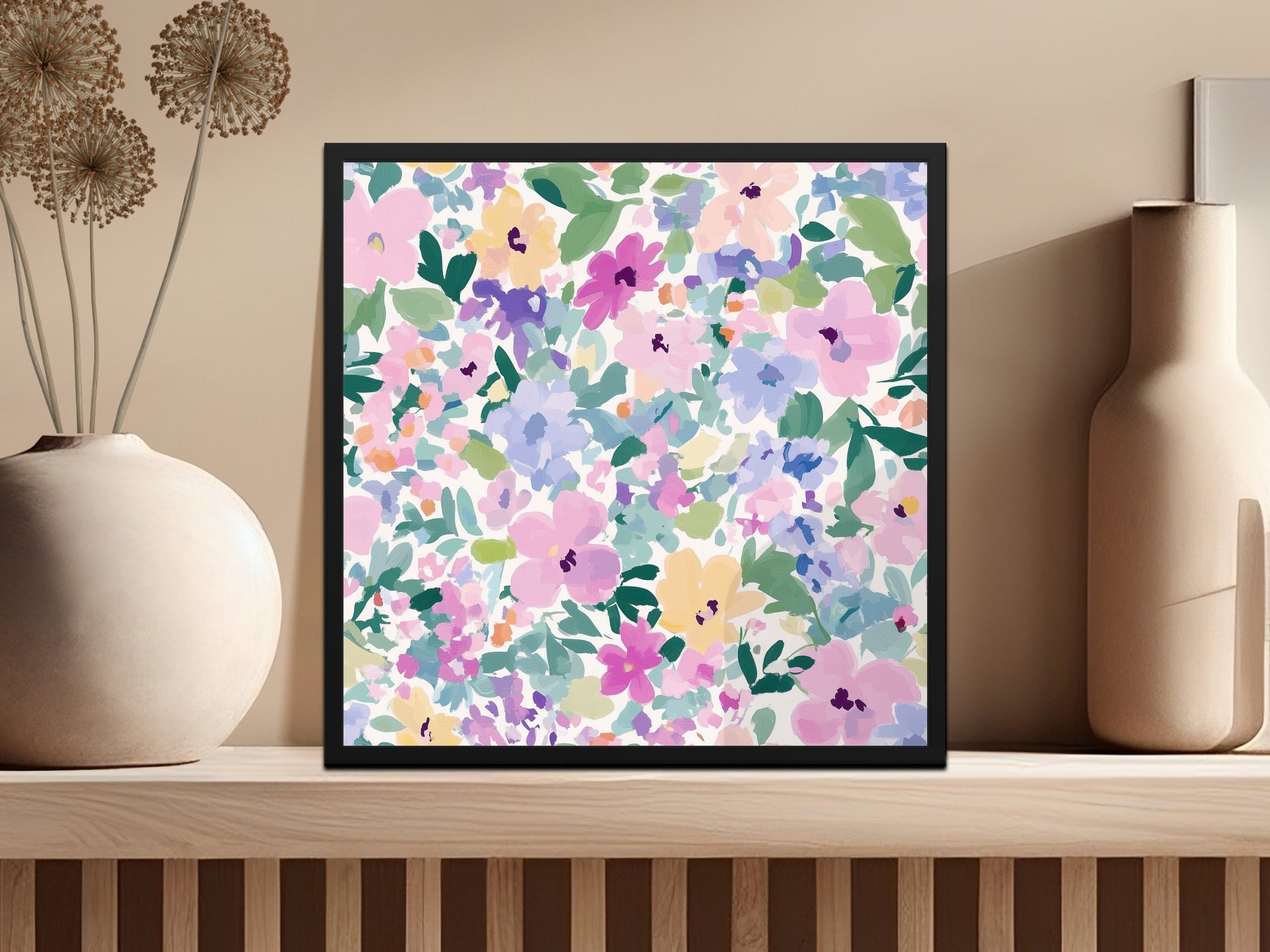 Ditsy Floral Purple Pastel Floral Garden Abstract Art Print - Digital Download - Artistic Pattern Wall Decor - Moore and Mountain