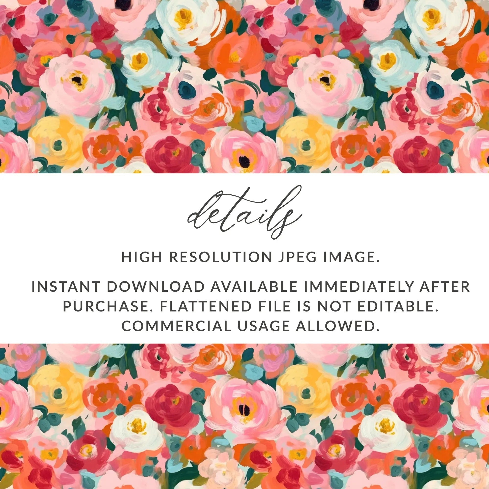 Ditsy Floral Seamless Pattern Digital, Colorful Flower Design, JPEG Files, Scrapbook Paper, Fabric Design, Commercial Use, Digital Download - Moore and Mountain