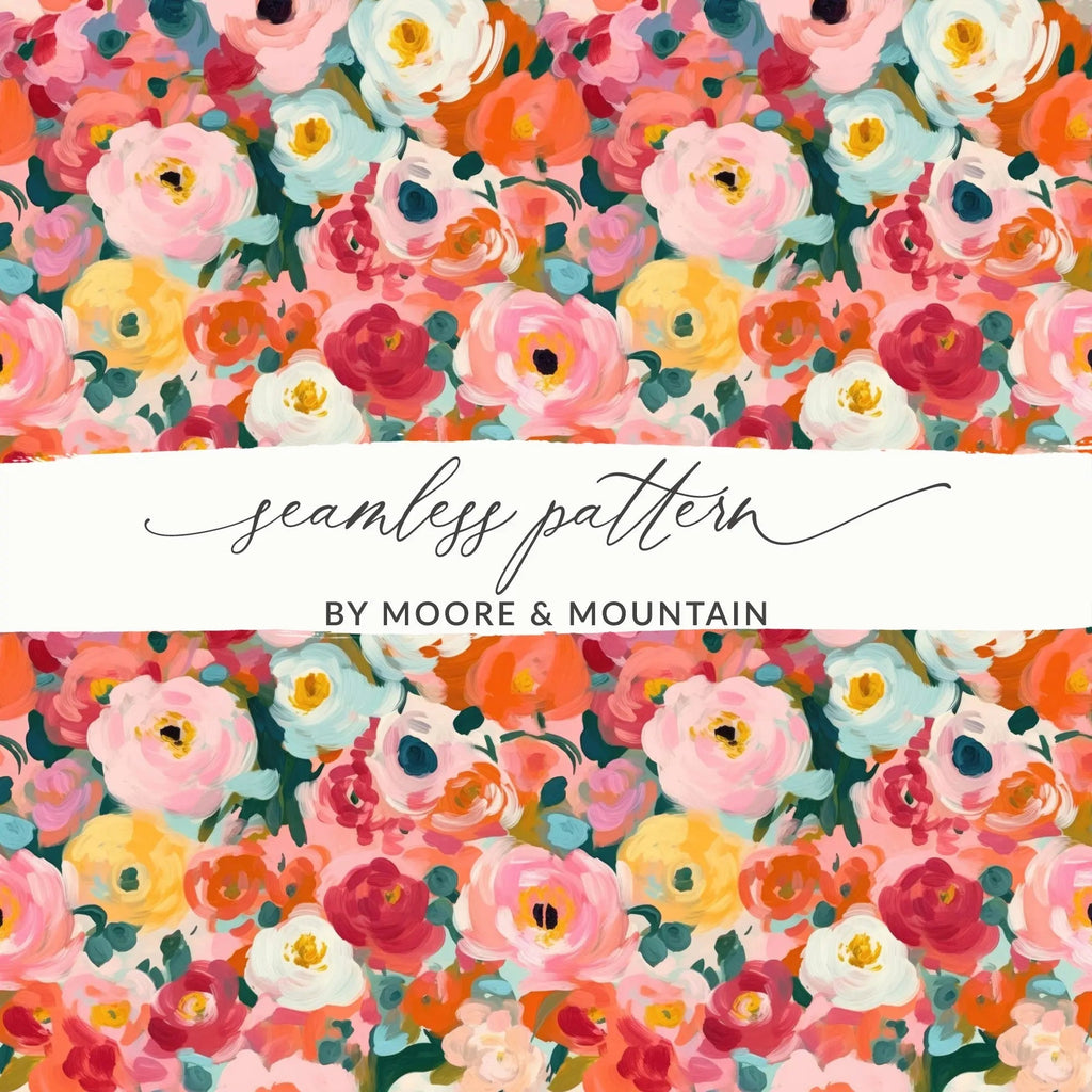 Ditsy Floral Seamless Pattern Digital, Colorful Flower Design, JPEG Files, Scrapbook Paper, Fabric Design, Commercial Use, Digital Download - Moore and Mountain