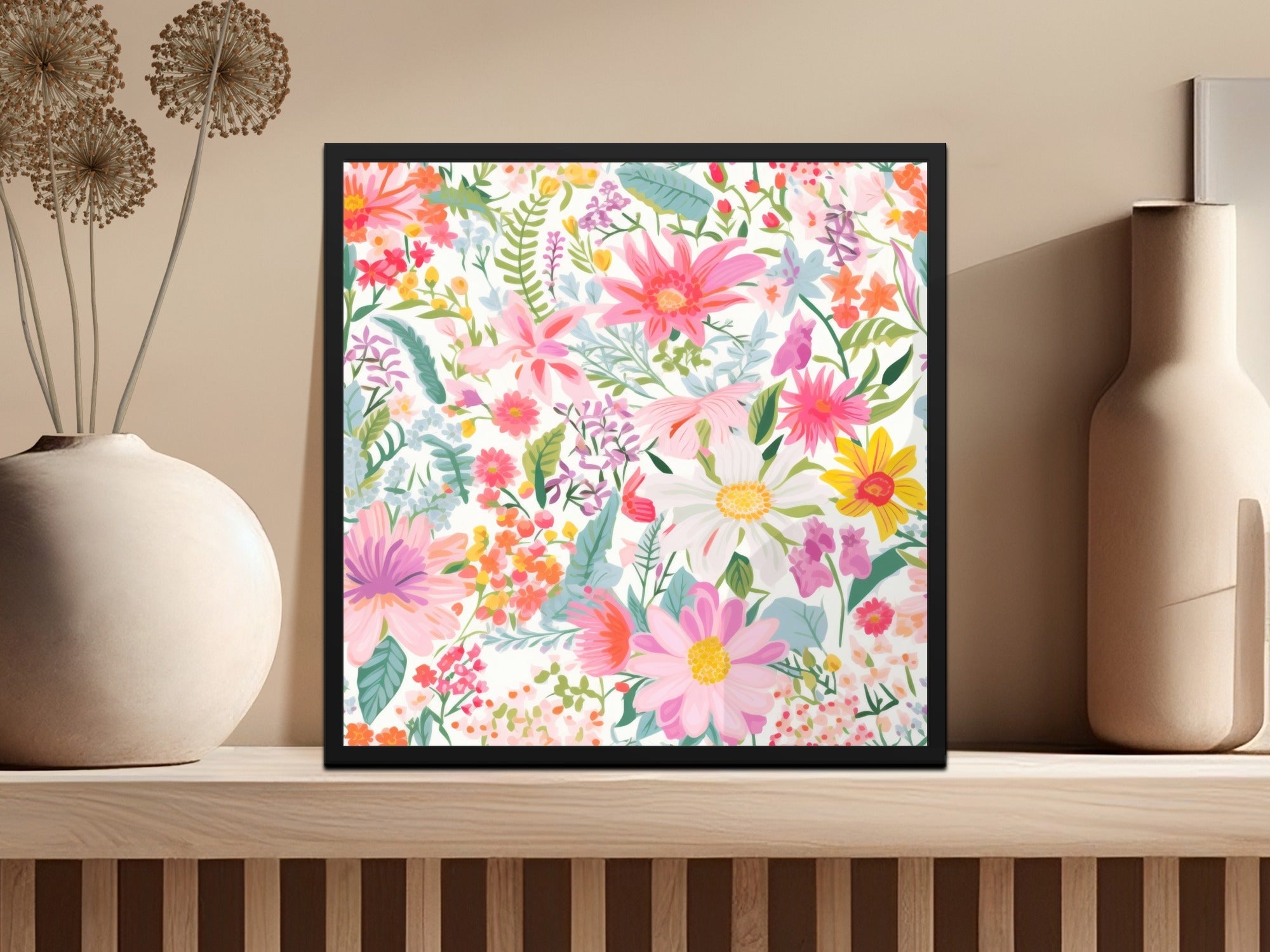 Ditsy Floral Seamless Pattern Digital, Colorful Flowers Repeat Pattern Design, Digital Paper Download, Printable Flower Pattern, 12x12 inch JPEG - Moore and Mountain