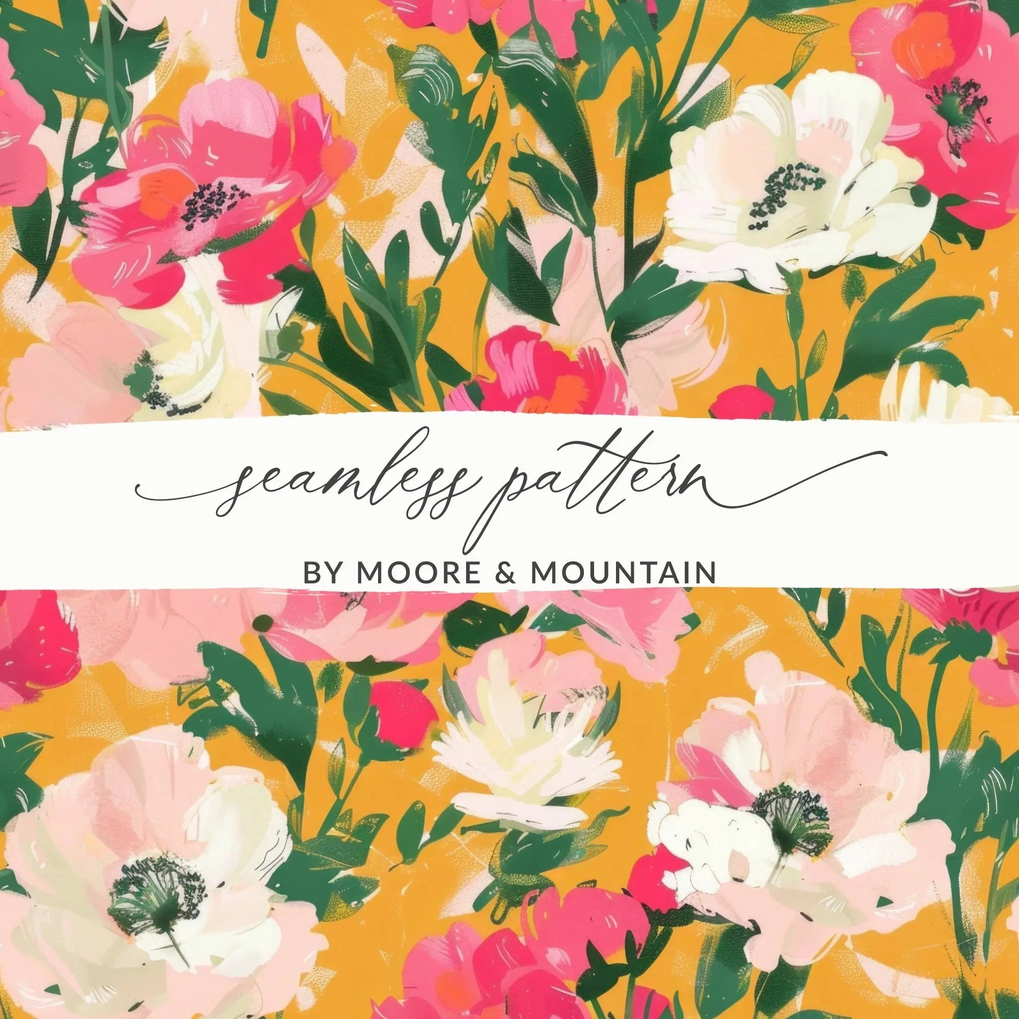 Ditsy Floral Seamless Pattern, Digital Download, Pink Flowers, Flower Print, Repeat Pattern, Fabric Design, JPEG Files - Moore and Mountain