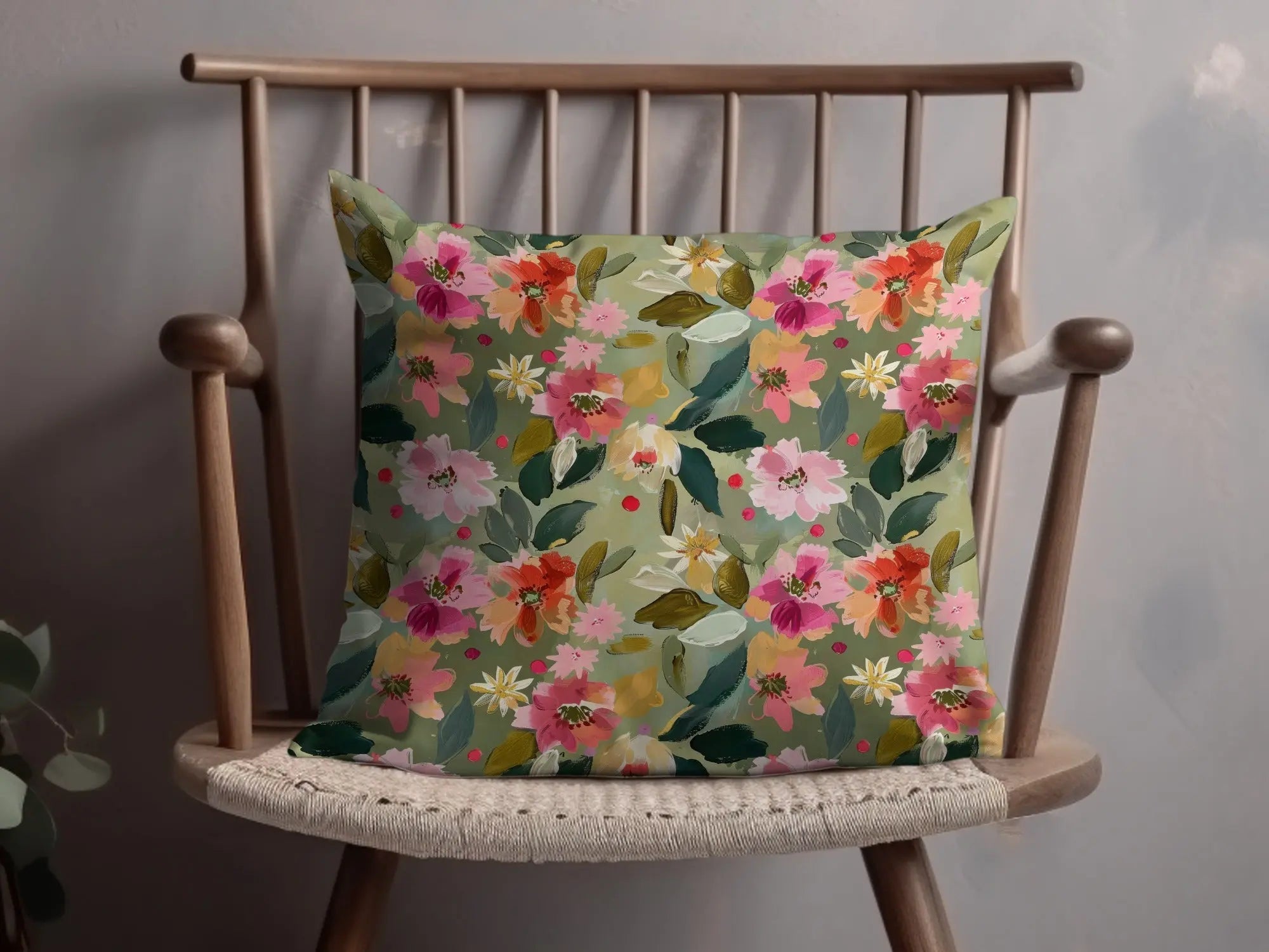 Ditsy Floral Seamless Pattern, Digital Download, Pink Red Flowers, Repeat Pattern, Fabric Design, Paper Print, Sage Green Floral - Moore and Mountain