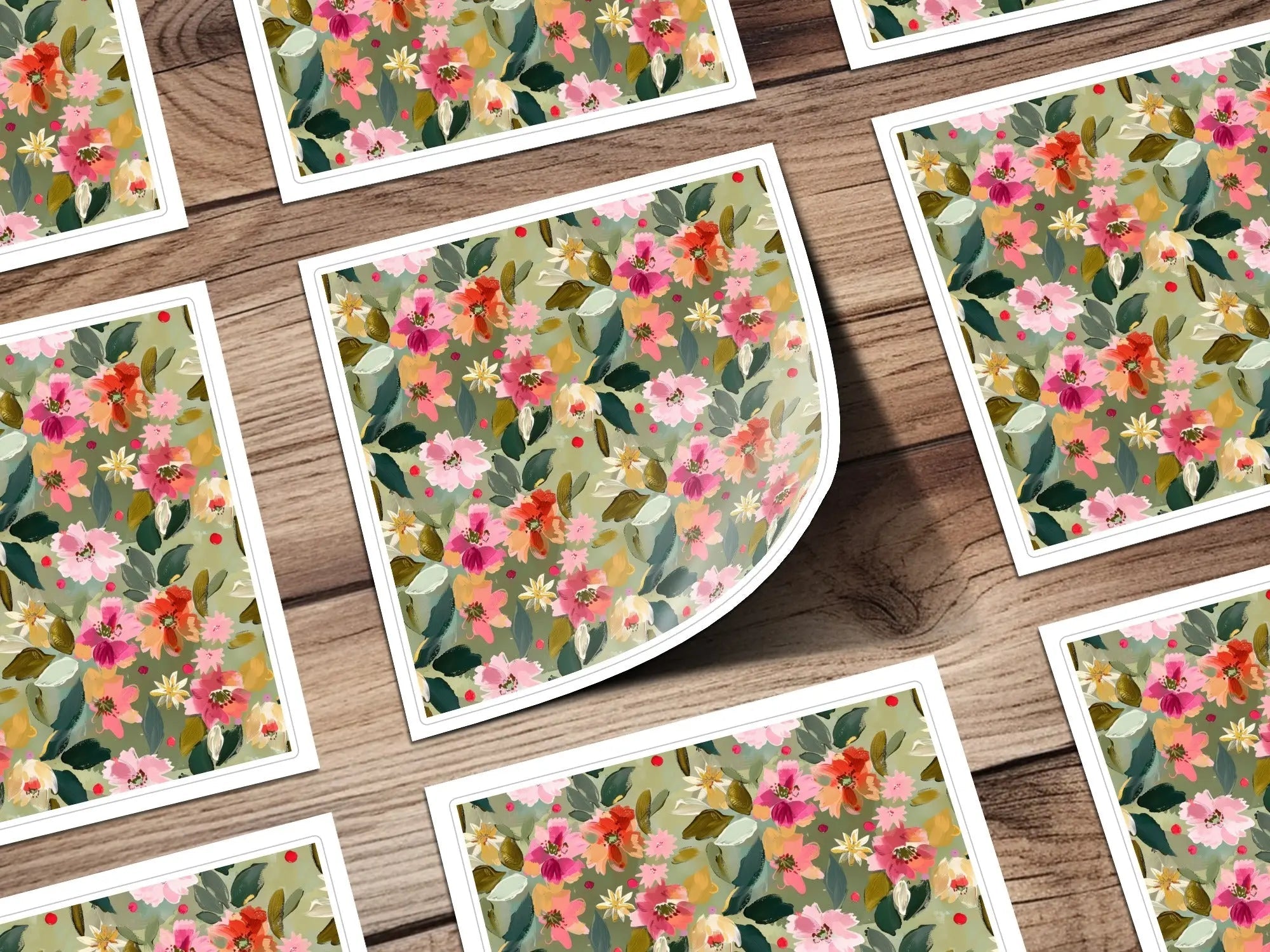 Ditsy Floral Seamless Pattern, Digital Download, Pink Red Flowers, Repeat Pattern, Fabric Design, Paper Print, Sage Green Floral - Moore and Mountain