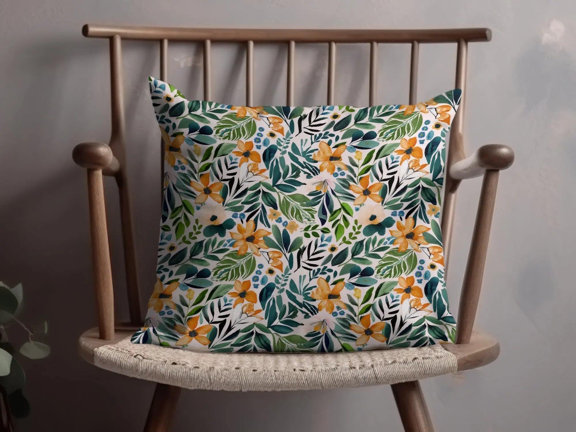 Ditsy Floral Seamless Pattern Digital Paper, Flower Design, Botanical Digital Download, Fabric Design, Scrapbooking Paper, Orange Green Print - Moore and Mountain