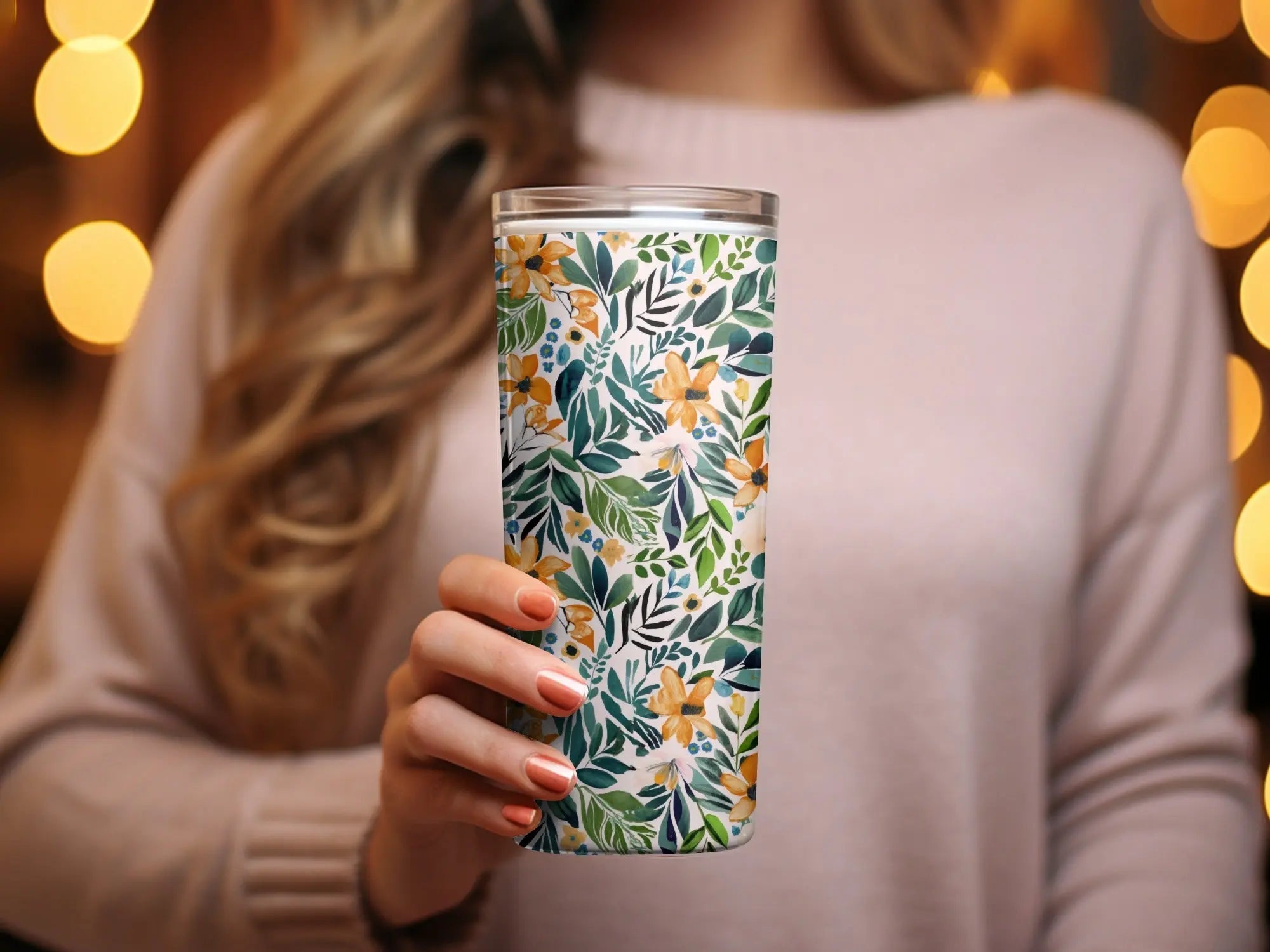 Ditsy Floral Seamless Pattern Digital Paper, Flower Design, Botanical Digital Download, Fabric Design, Scrapbooking Paper, Orange Green Print - Moore and Mountain