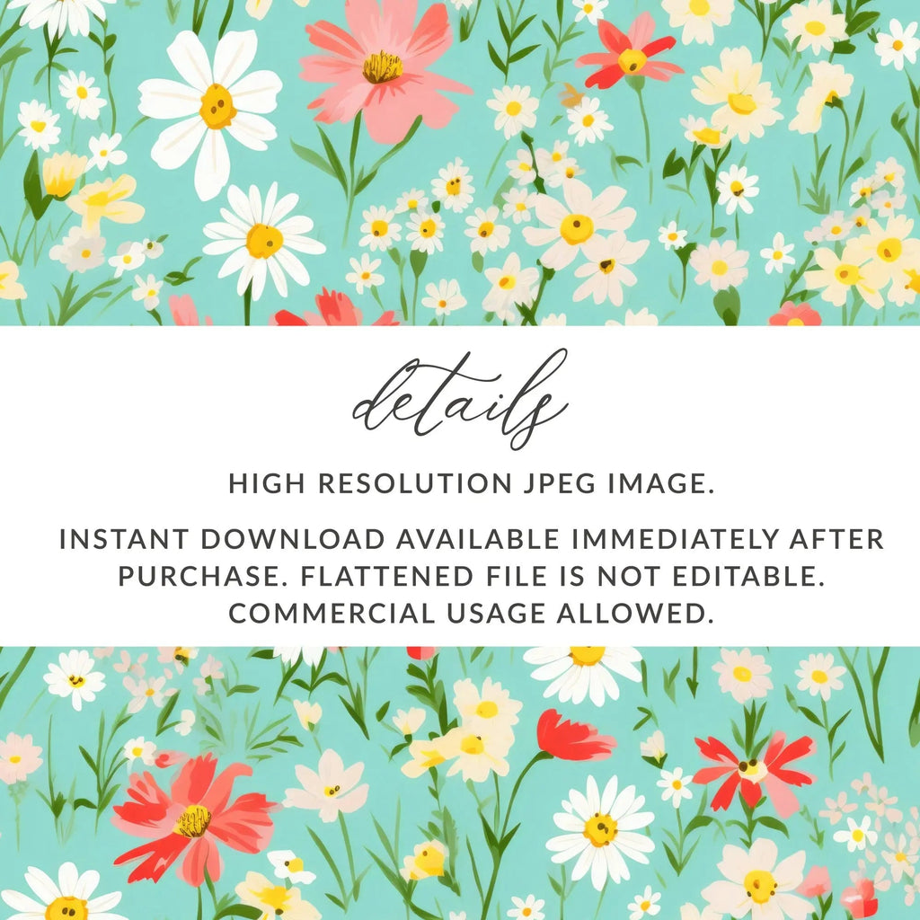 Ditsy Floral Seamless Pattern, Digital Paper, Flower Pattern Download, Daisy Pattern, Botanical Print, Digital Background, Fabric Pattern - Moore and Mountain