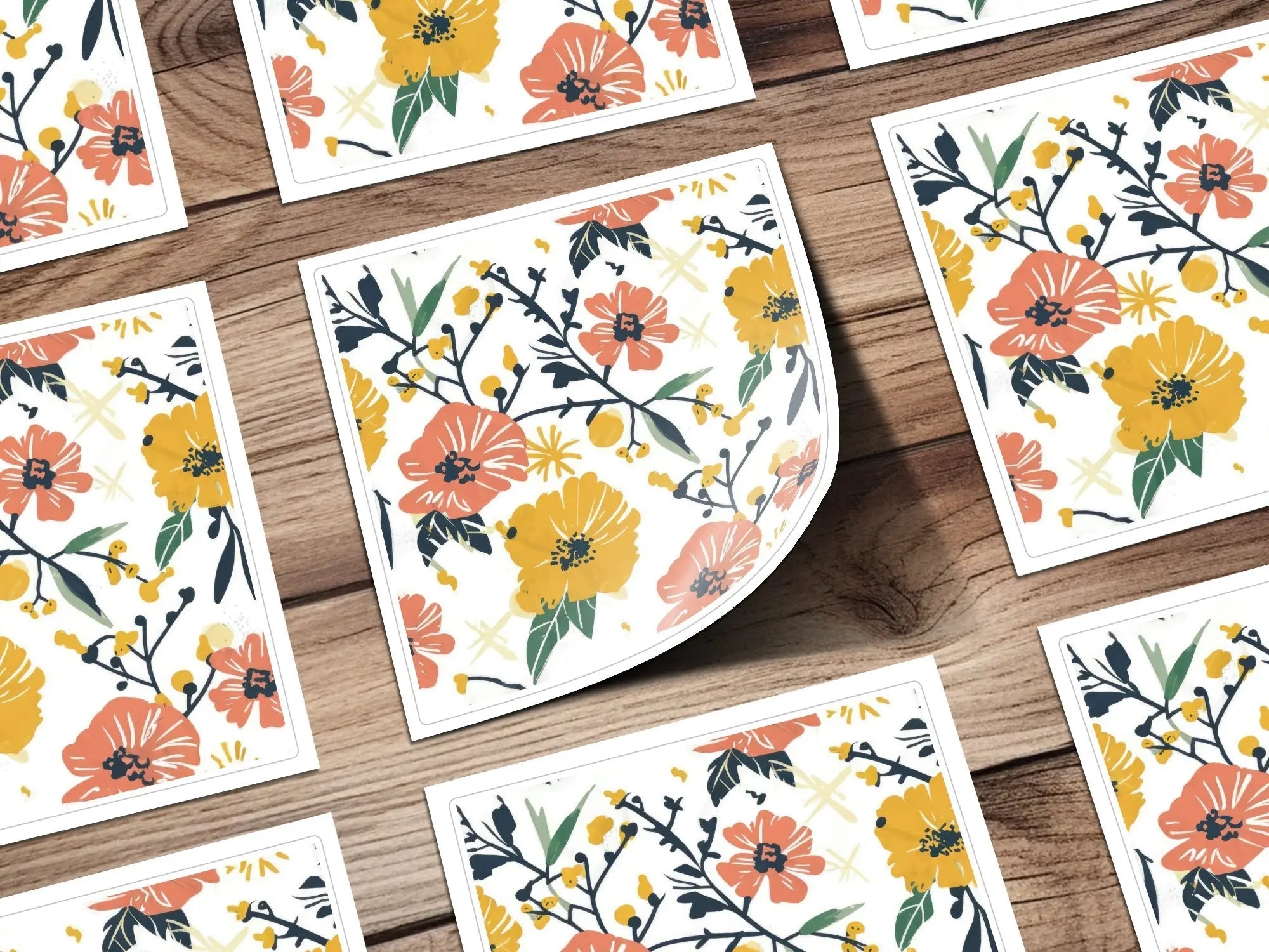 Ditsy Floral Seamless Pattern Digital Paper, Orange Yellow Flowers, Botanical Print, Fabric Design, Scrapbooking, Digital Download - Moore and Mountain