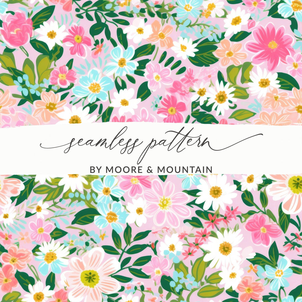 Ditsy Floral T-Shirt, Digital Art, Seamless Flower Floral Botanical Print, Fabric Design, Colorful Flower DesignFloral Digital Paper, Seamless Pattern, Pink Flower Digital Download, Scrapbook Paper, Fabric Design, 12x12 JPEG, Commercial Use - Moore and Mountain