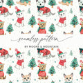 Dog with Christmas Trees Pattern Winter Christmas Digital - Moore and Mountain