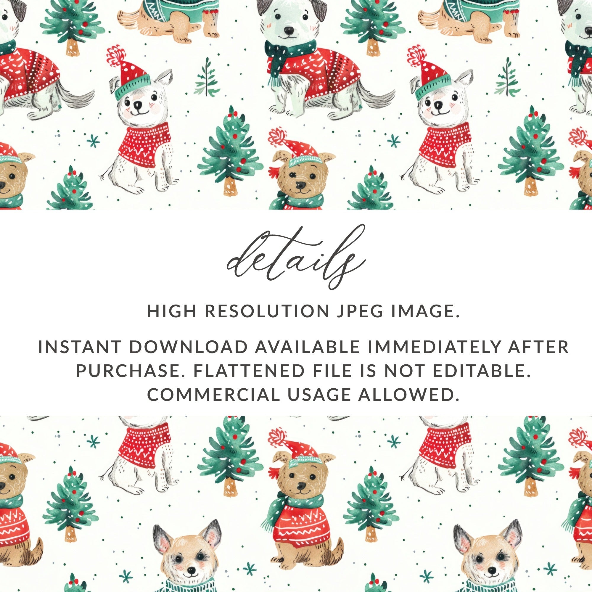 Dog with Christmas Trees Pattern Winter Christmas Digital - Moore and Mountain
