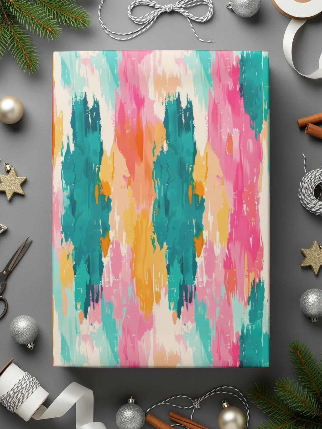 Colorful Abstract Brush Stroke Art Wrapped Canvas Print