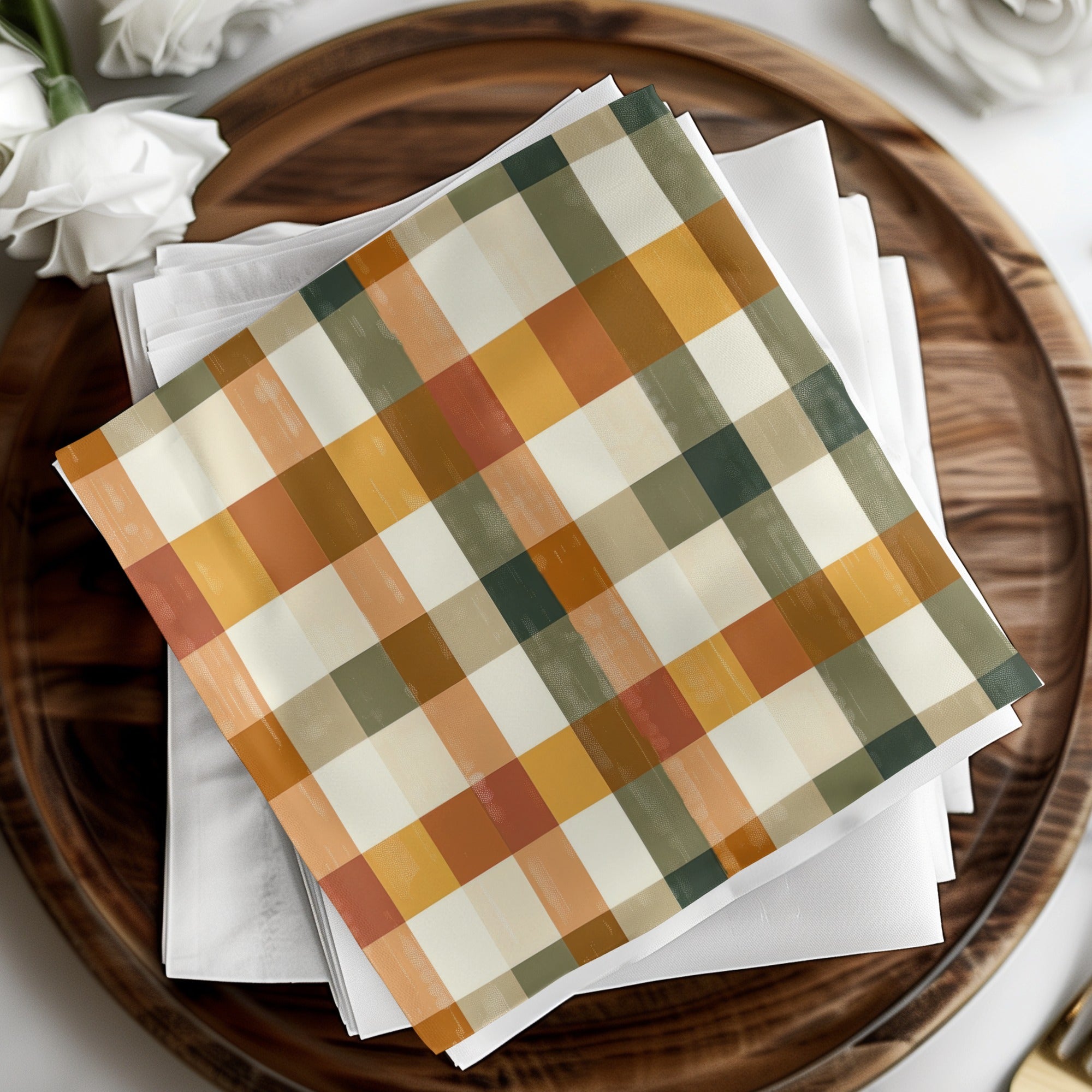 Autumn Plaid Theme Decorative Party Napkins Set