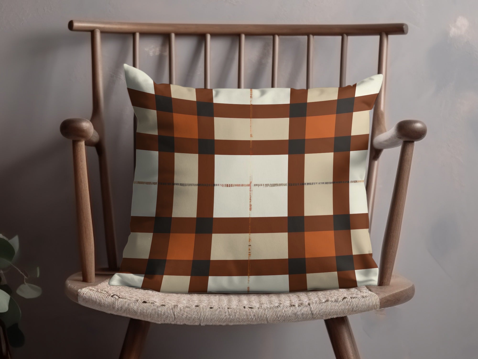 Checkered Brown and Beige Pattern Throw Pillow product