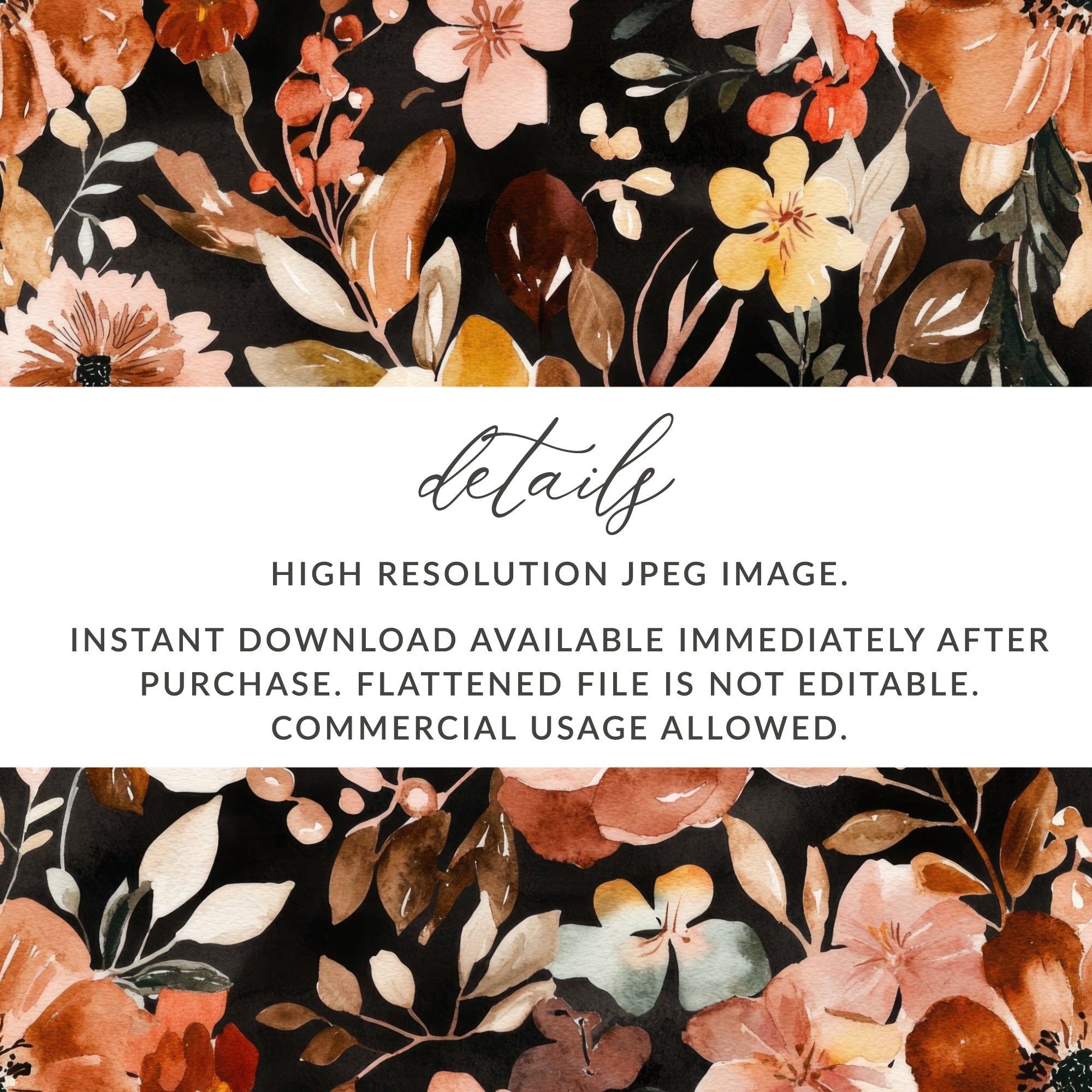 High Resolution Floral Design Instant Download JPEG Image