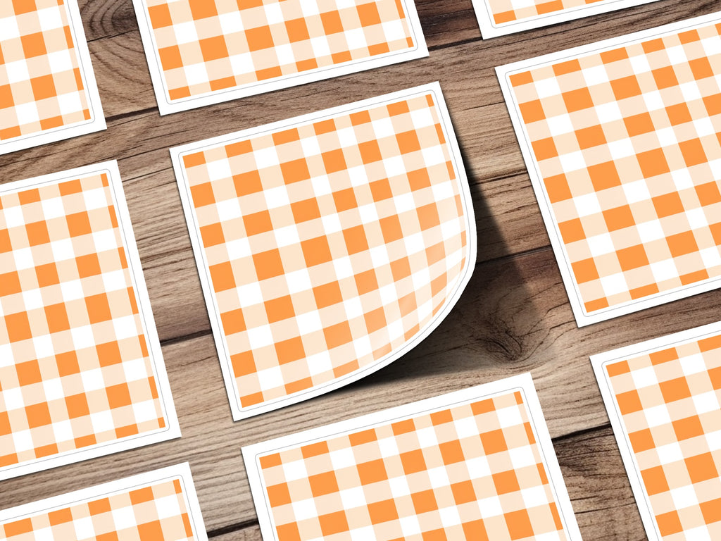 Orange and White Buffalo Plaid Pattern Sticker Sheets
