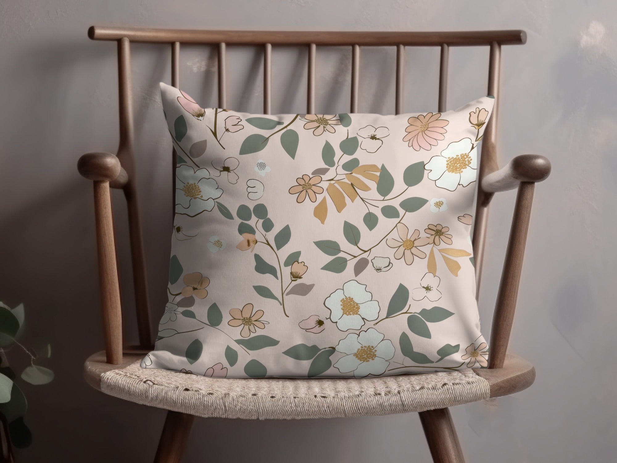 Floral Pattern Pillow with Beautiful Botanical Design