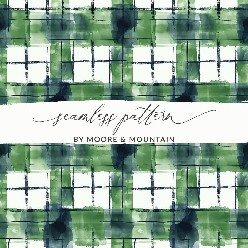 Green and Blue Plaid Seamless Pattern Design Template