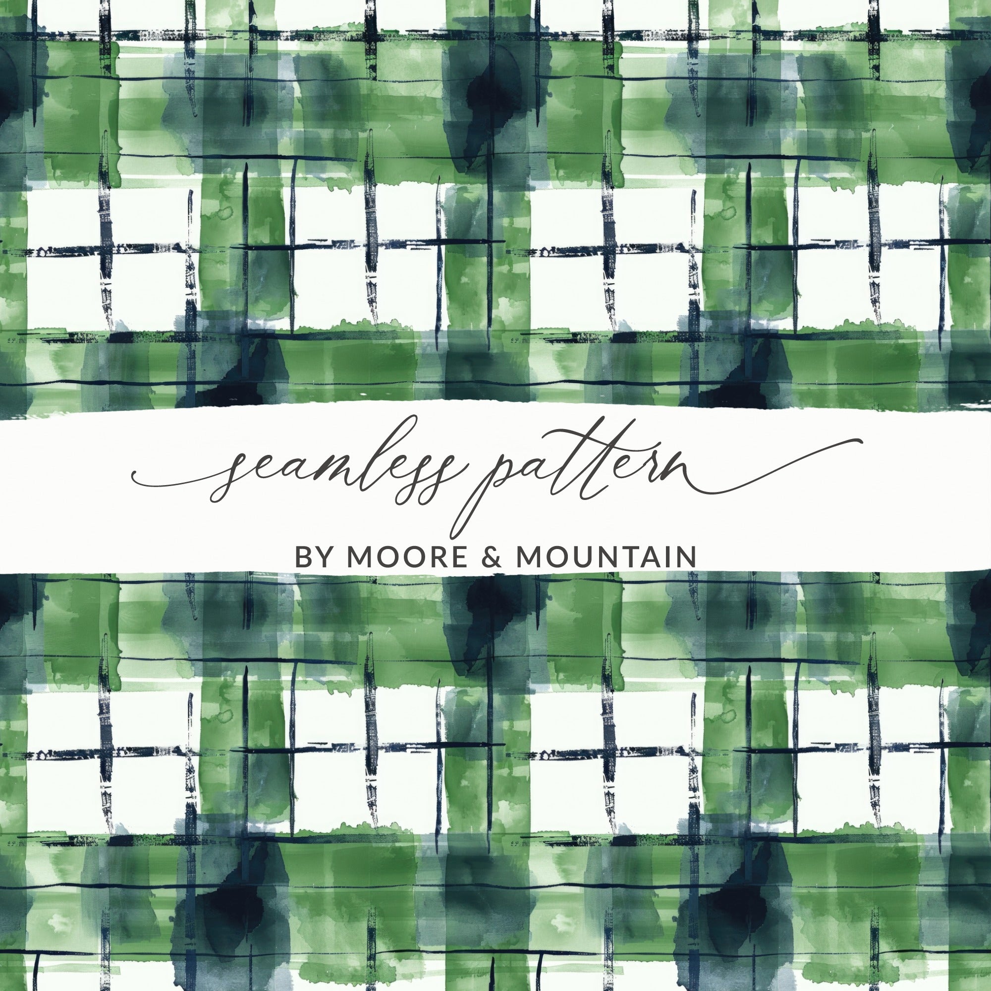 Green and Blue Plaid Seamless Pattern Design Template