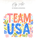 TEAM USA text with floral accents and "Clip Art by Moore & Mountain" at top.