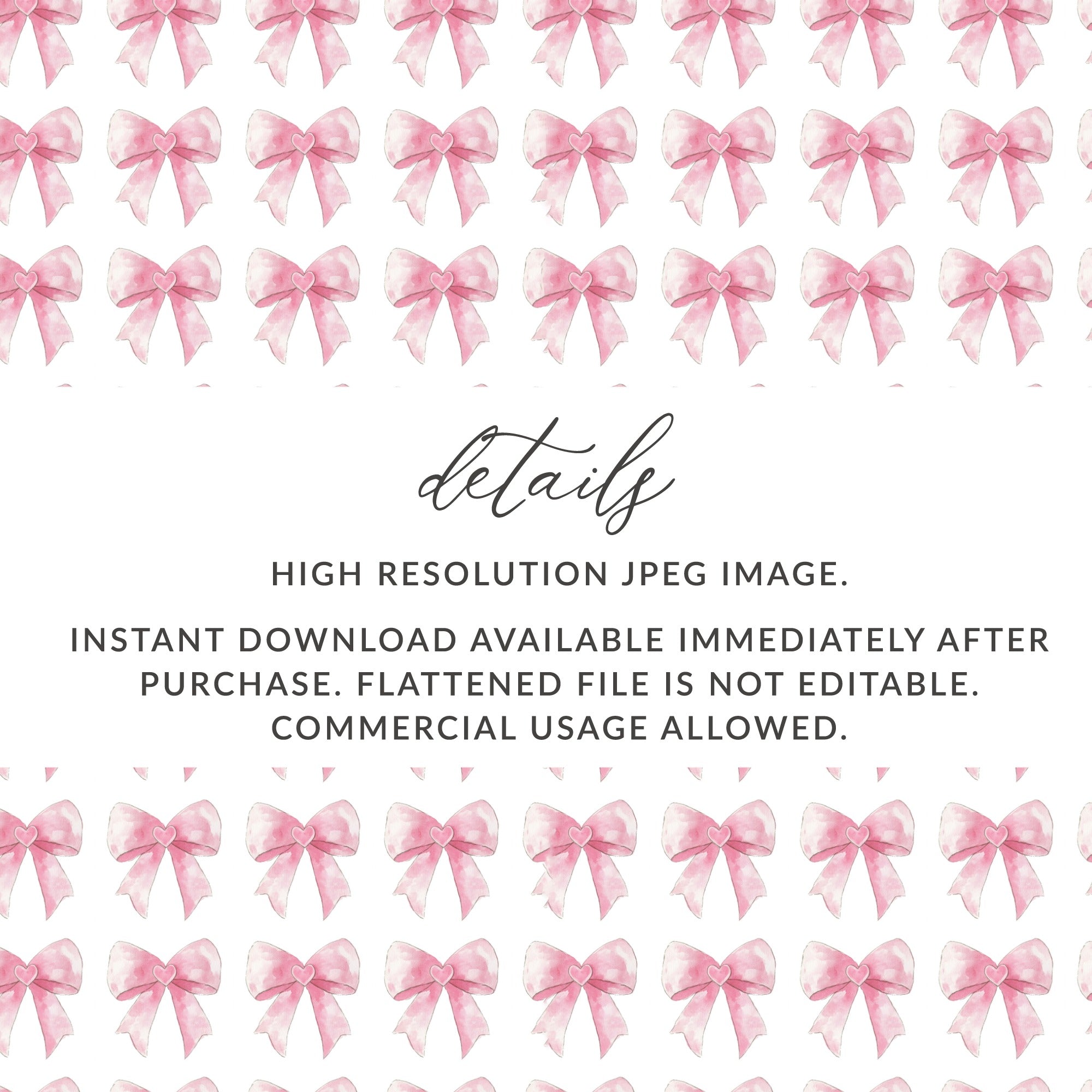 Pink Bow High Resolution JPEG Instant Download Image