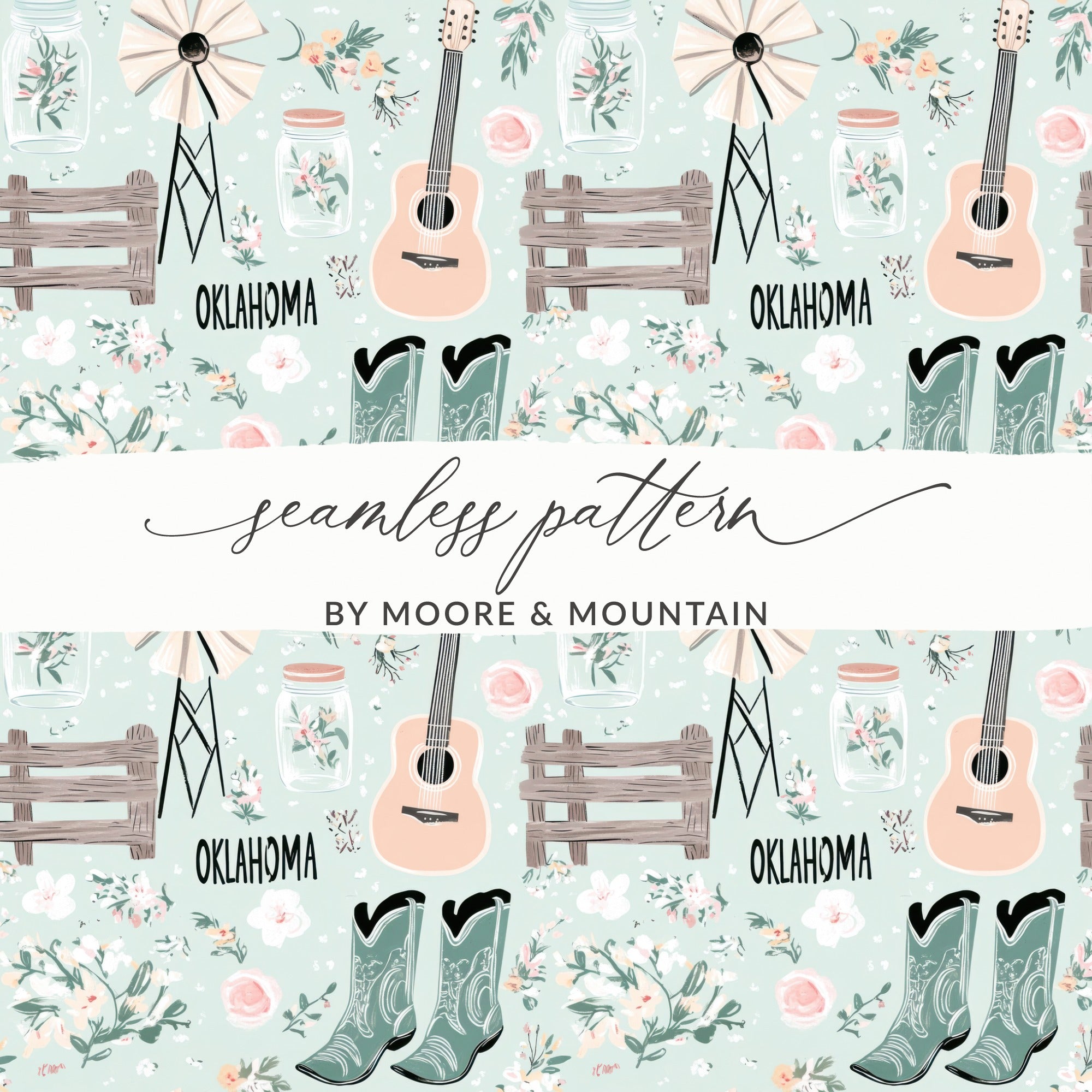 Oklahoma Themed Pattern by Moore and Mountain Design