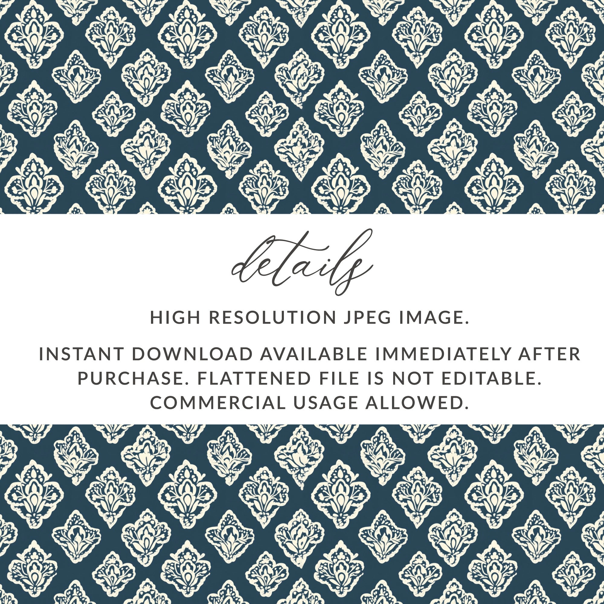High Resolution JPEG Damask Pattern Instant Download