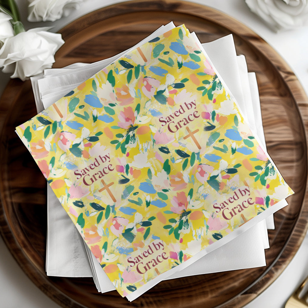 Saved by Grace Floral Decorative Paper Napkins