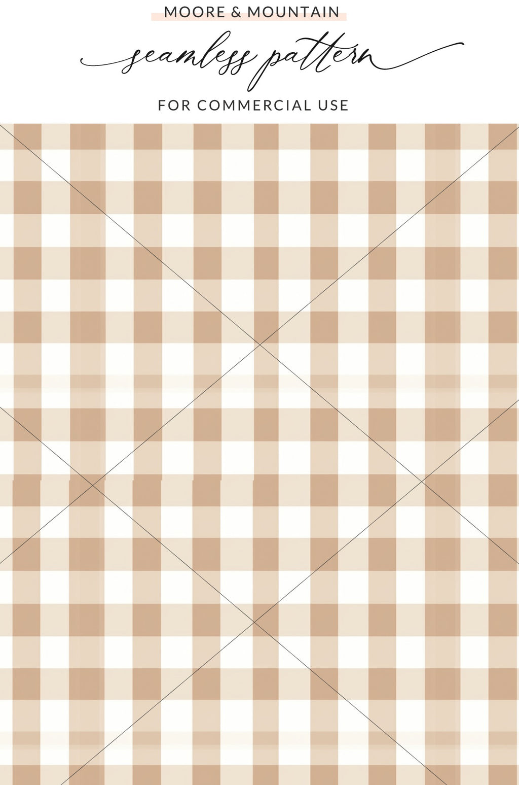Seamless Tan Gingham Pattern Commercial Use Design