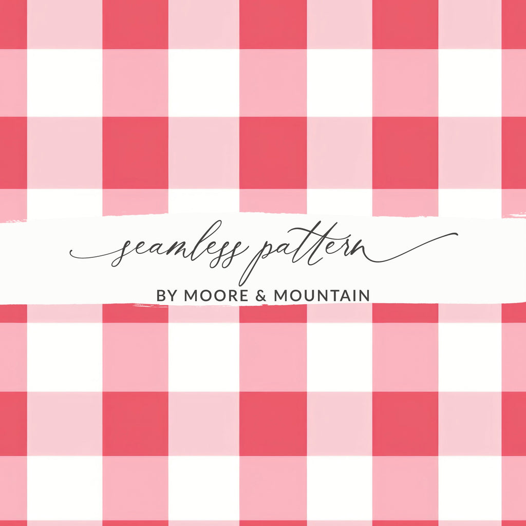 Pink and White Gingham Seamless Pattern Design
