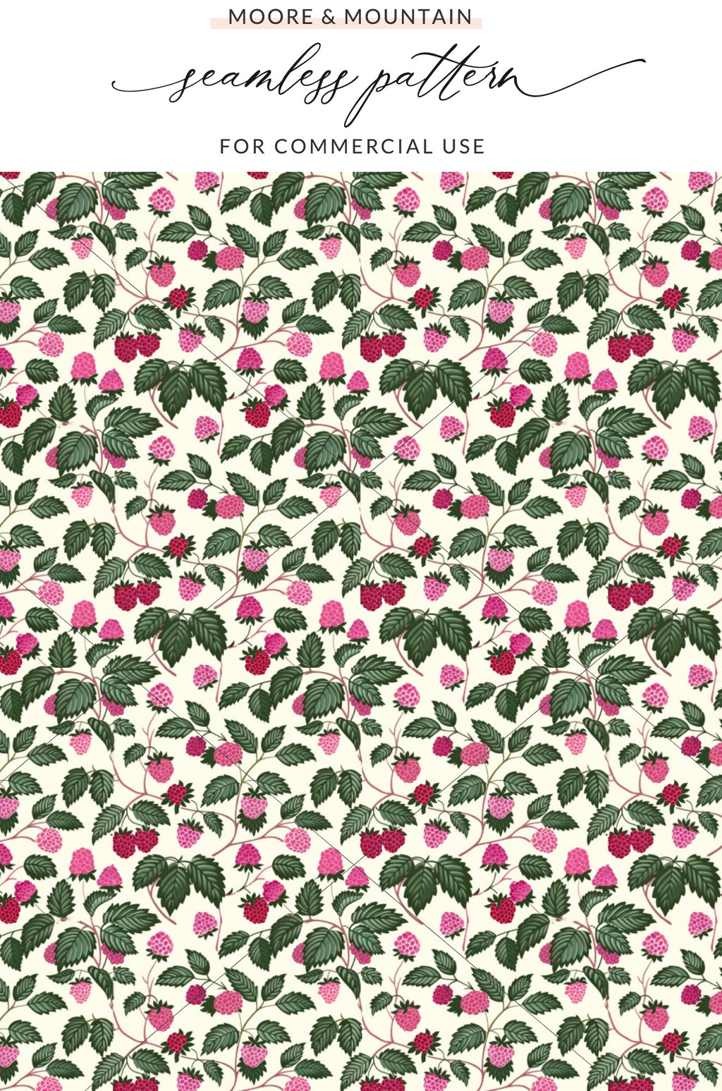 Seamless Raspberry Pattern for Commercial Use