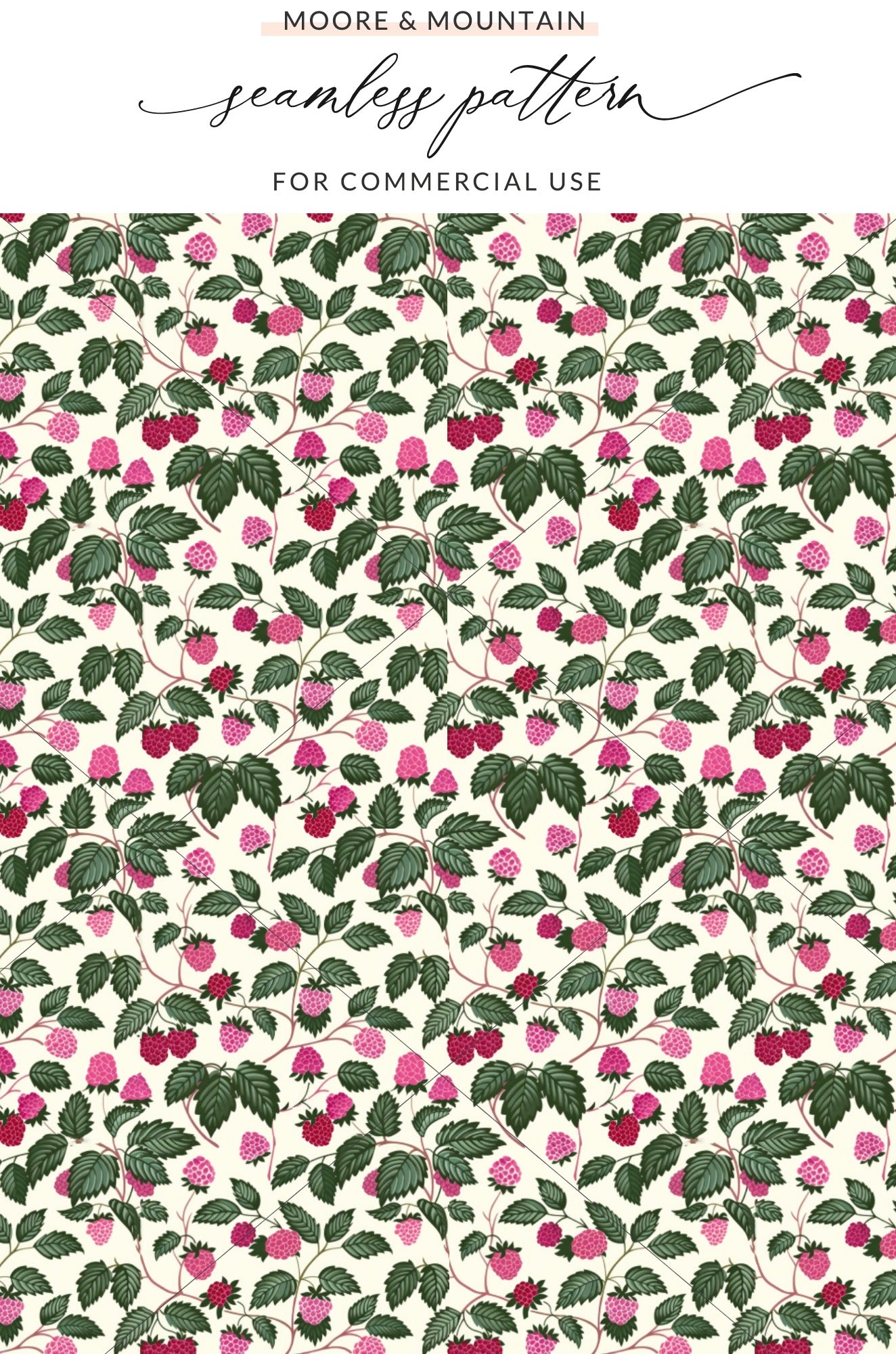 Seamless Raspberry Pattern for Commercial Use