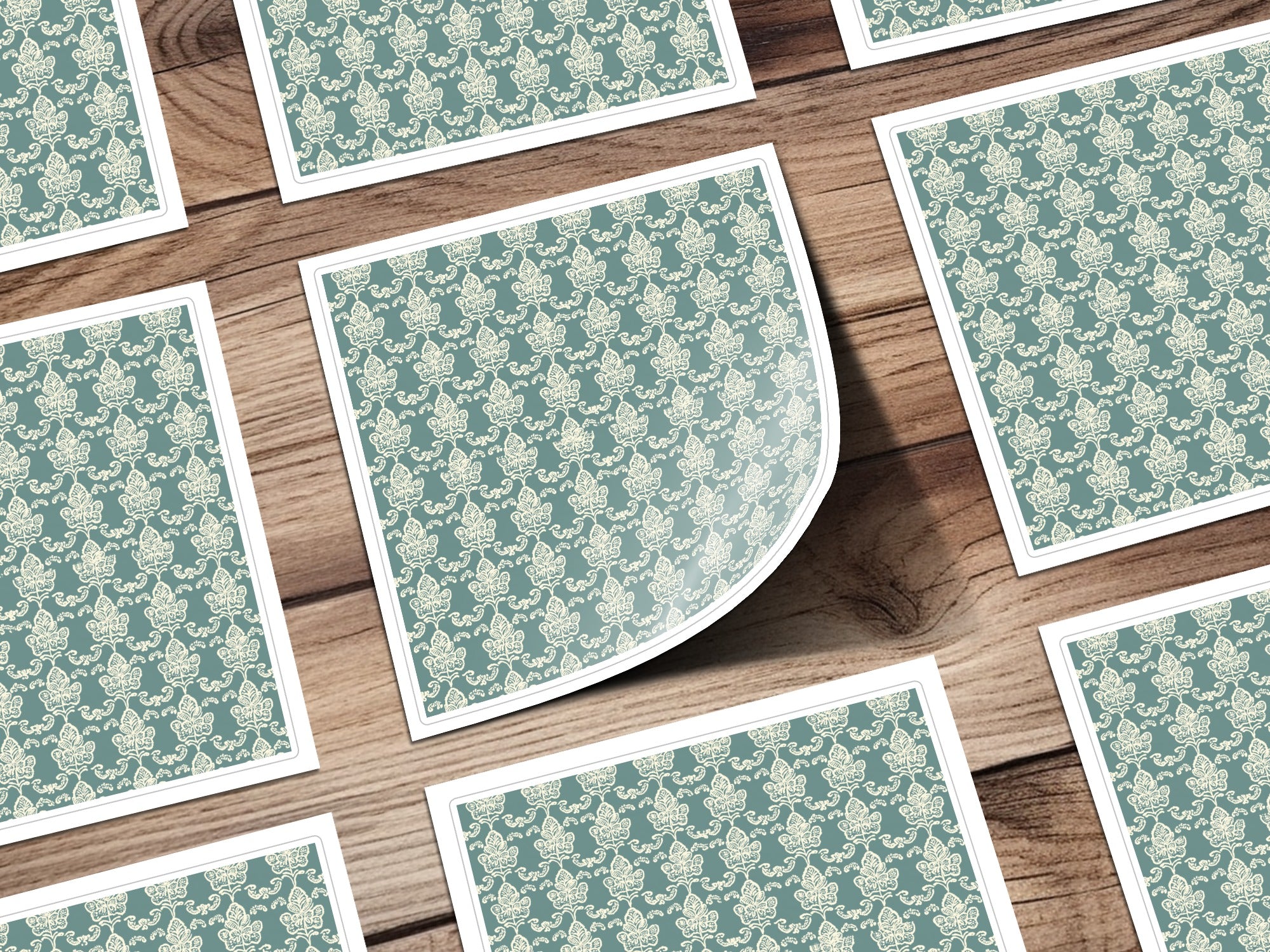 Elegant Vintage Blue Lily Pattern Sticker Sheets