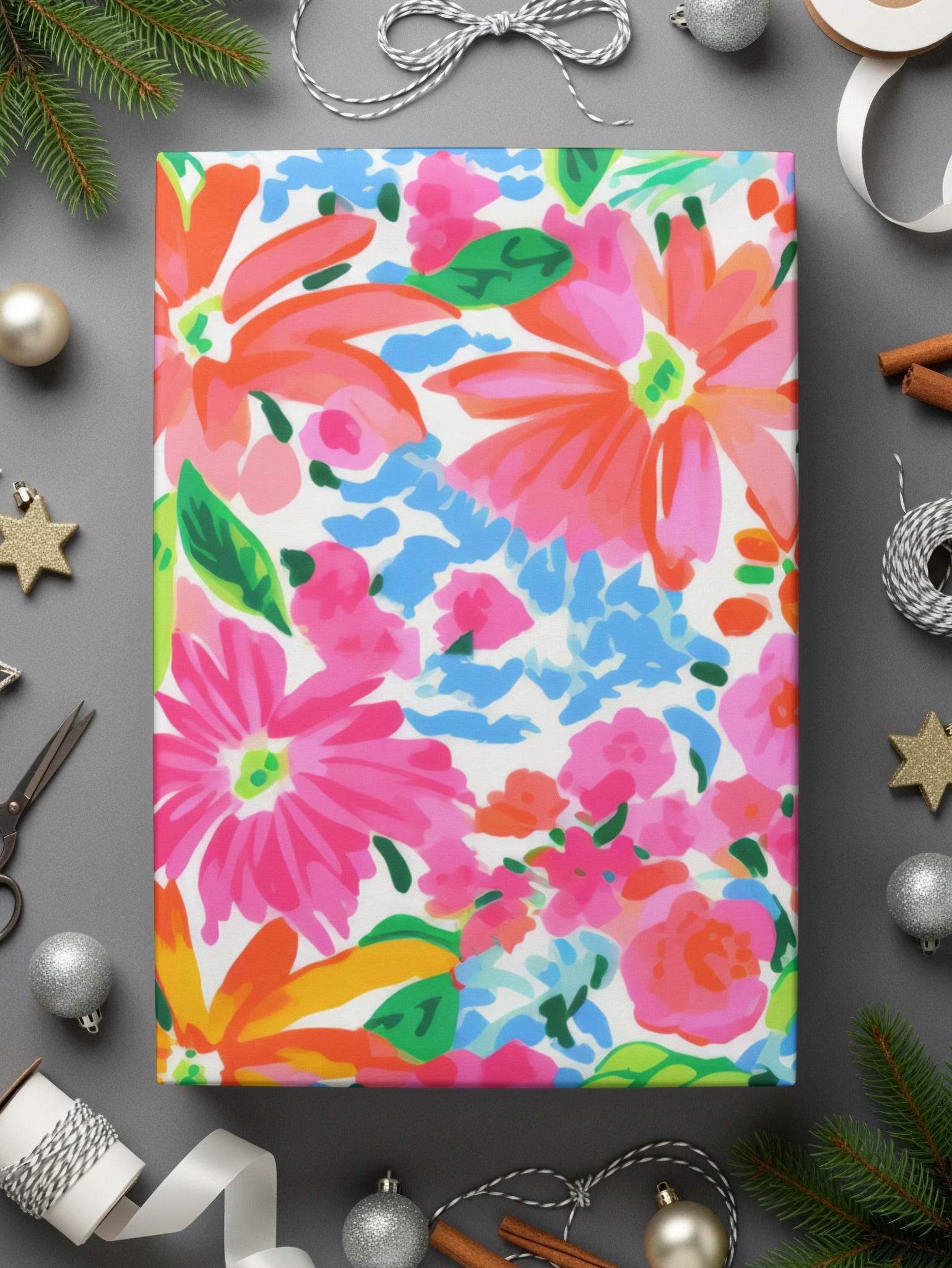 Colorful Floral Design Gift Wrapping Paper Sheet