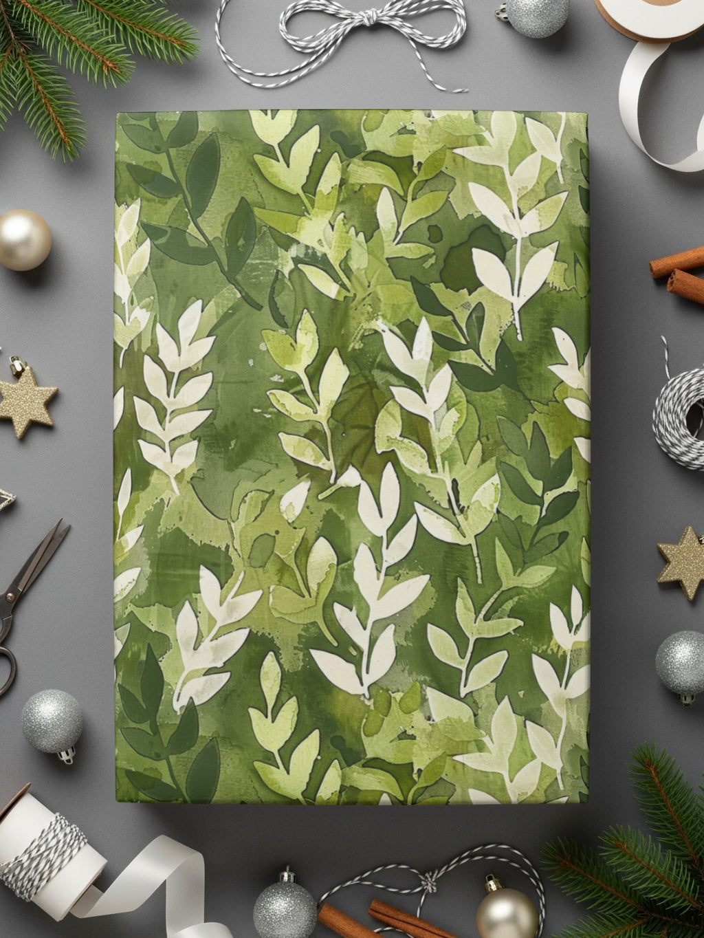 Green Leafy Patterned Gift Wrap for Any Occasion