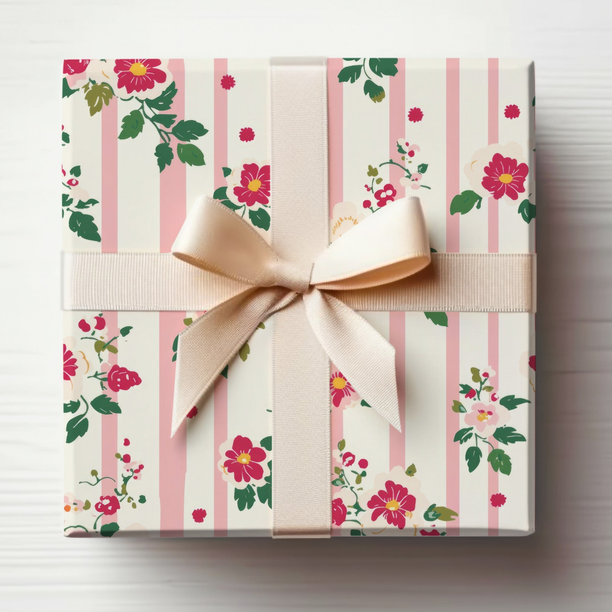 Elegant Floral Striped Gift Wrapping Paper for Any Occasion