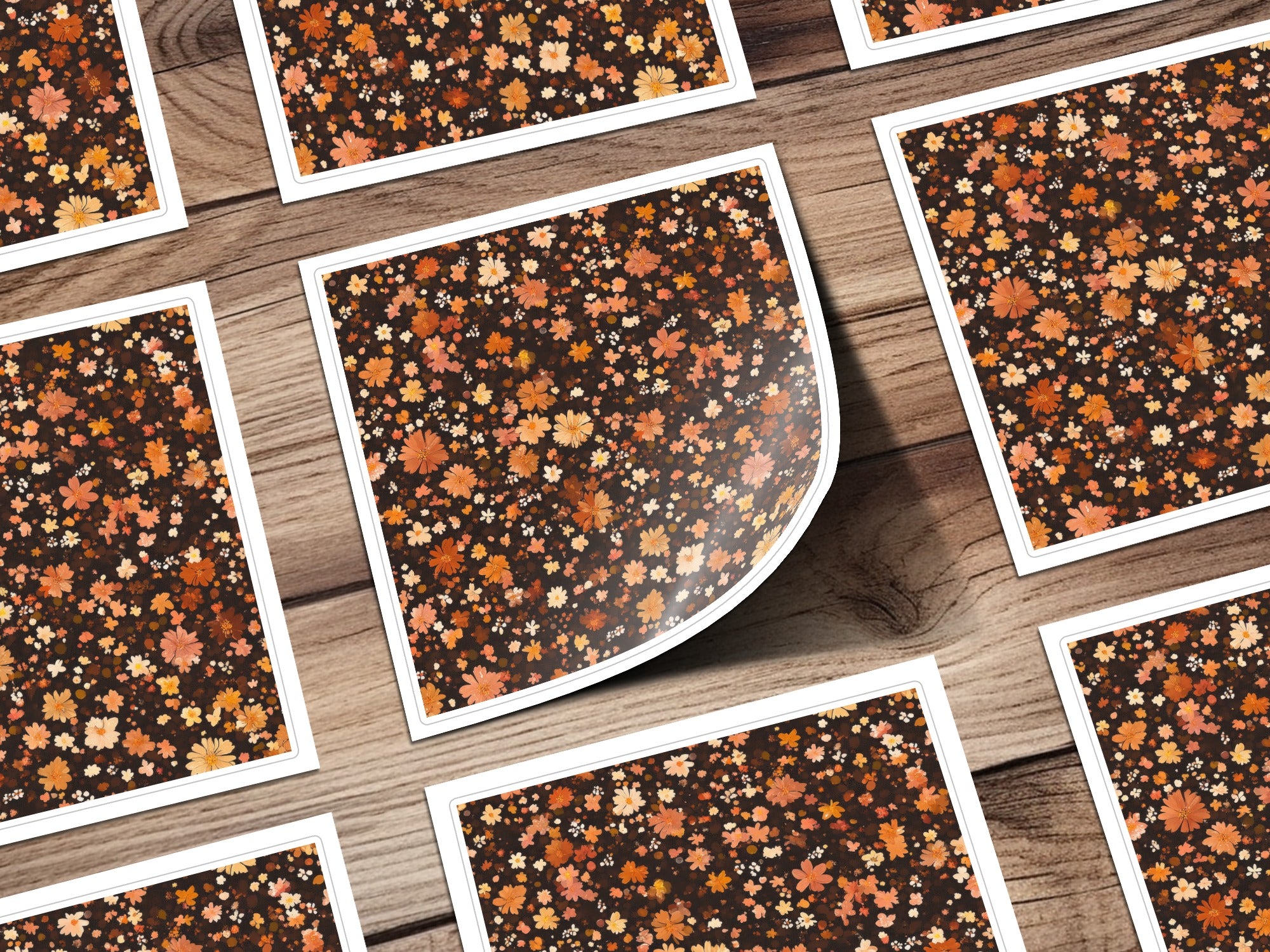 Autumn Floral Design Sticker Sheet for Crafting