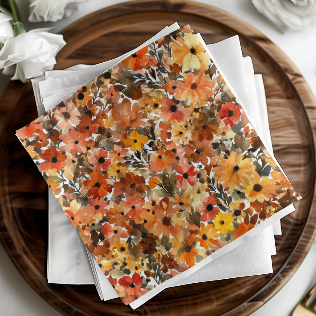 Vibrant Autumn Floral Napkins for Elegant Dining Decor