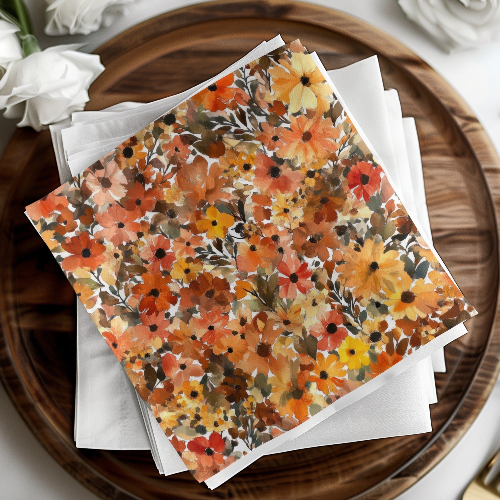 Vibrant Autumn Floral Napkins for Elegant Dining Decor
